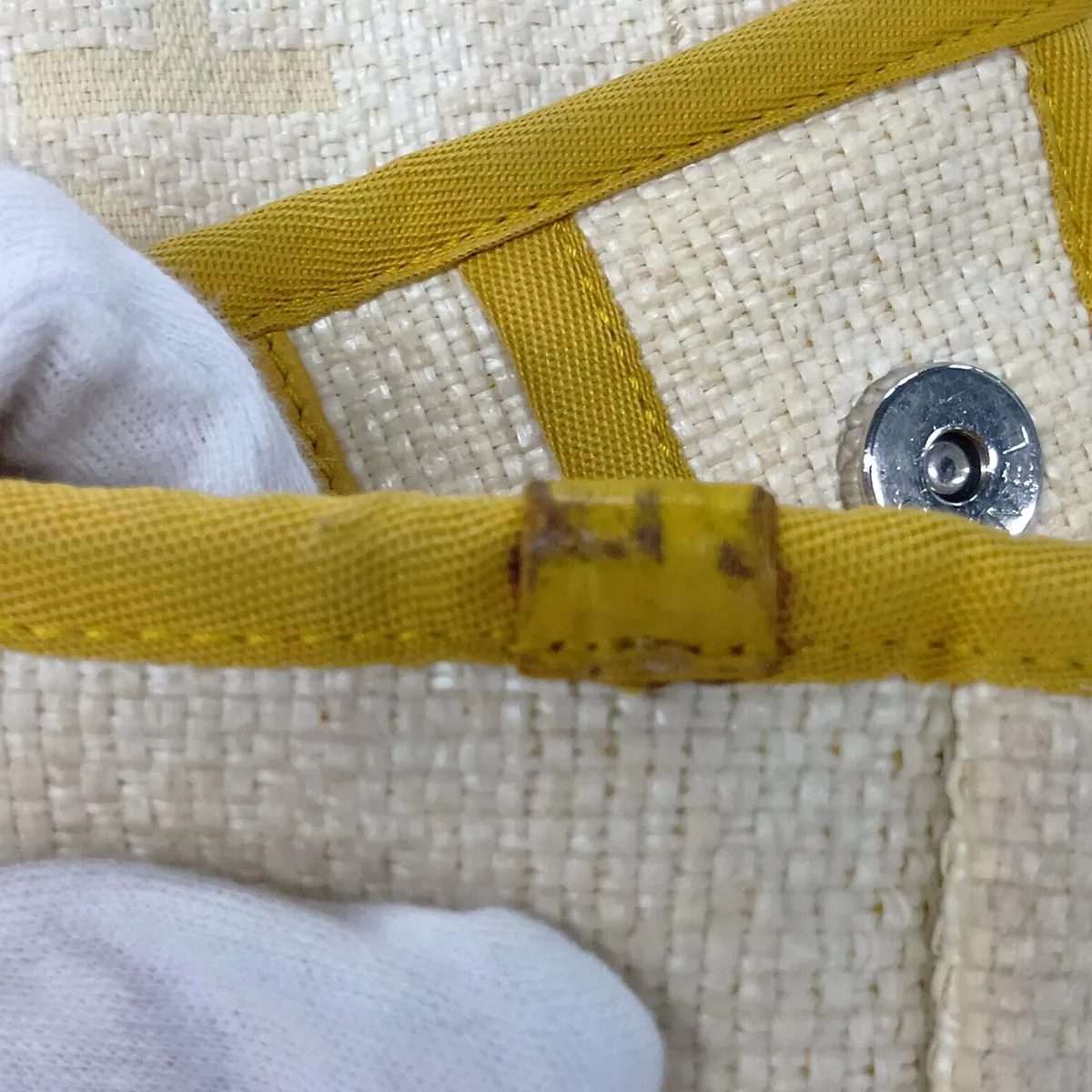 Deauville PM Canvas Chain Tote Bag, Yellow, Silver Hardware, 21908386, Serial Number 21 — view 15