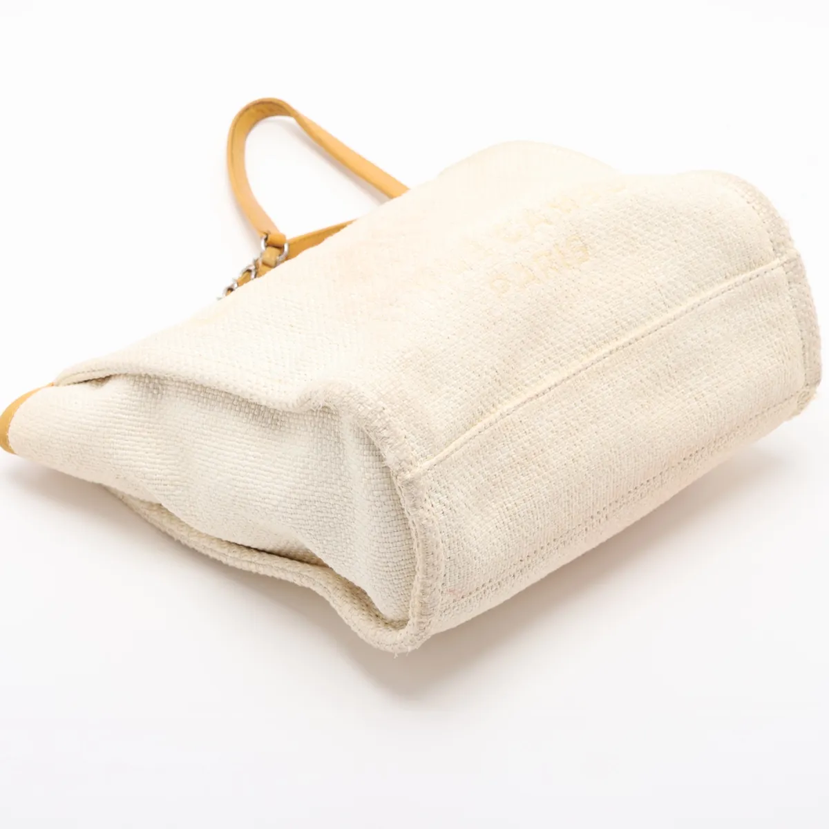 Deauville PM Canvas Chain Tote Bag, Yellow, Silver Hardware, 21908386, Serial Number 21 — view 4