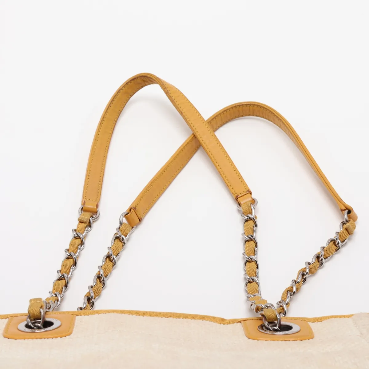 Deauville PM Canvas Chain Tote Bag, Yellow, Silver Hardware, 21908386, Serial Number 21 — view 6