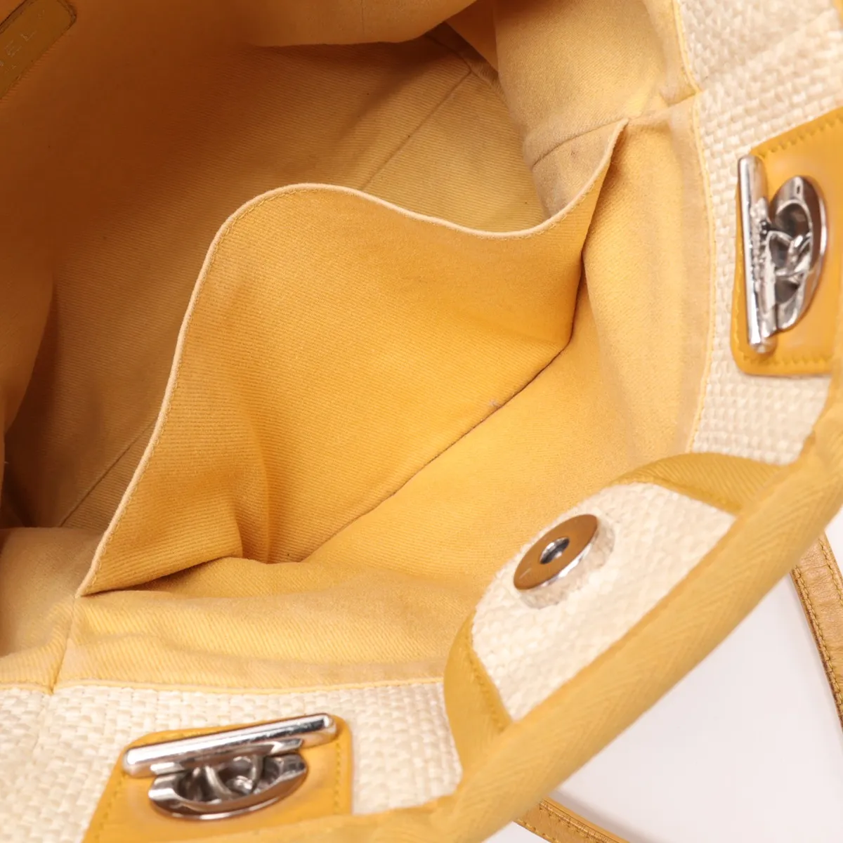 Deauville PM Canvas Chain Tote Bag, Yellow, Silver Hardware, 21908386, Serial Number 21 — view 8