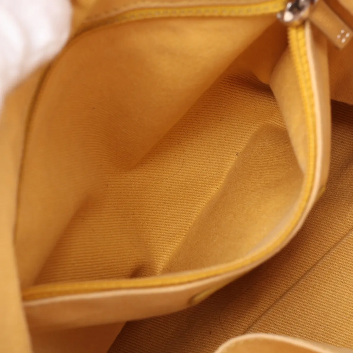 Deauville PM Canvas Chain Tote Bag, Yellow, Silver Hardware, 21908386, Serial Number 21 — view 9