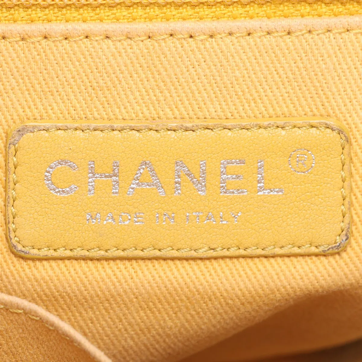 Deauville PM Canvas Chain Tote Bag, Yellow, Silver Hardware, 21908386, Serial Number 21 — view 10