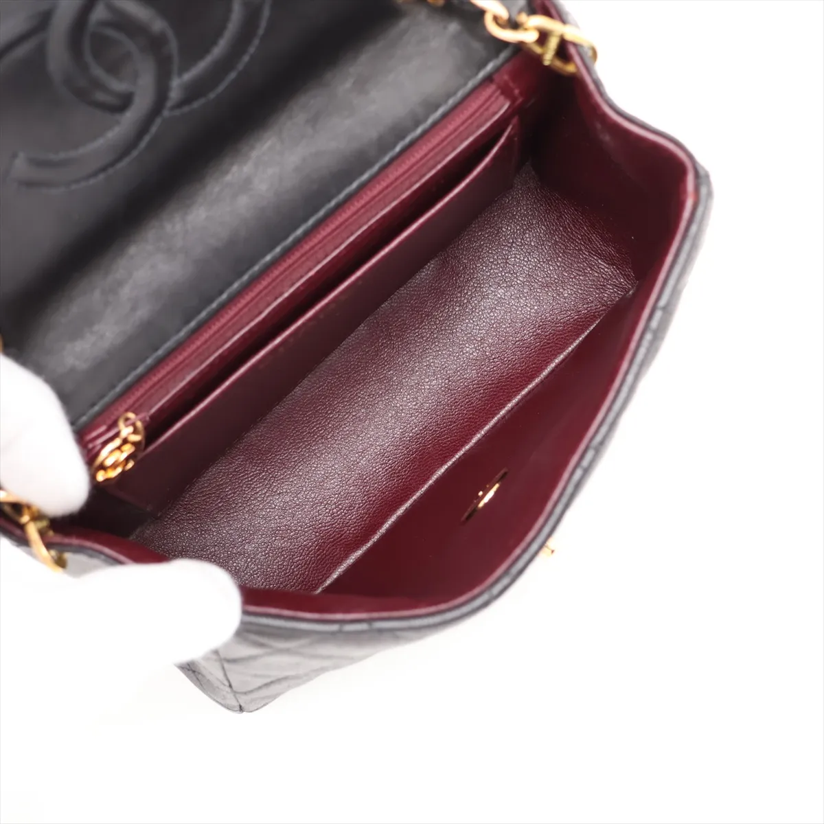Mini Matelassé 17 Lambskin Single Flap Single Chain Bag, Black with Gold Hardware, 6520902, Series 6, A01115 — view 6