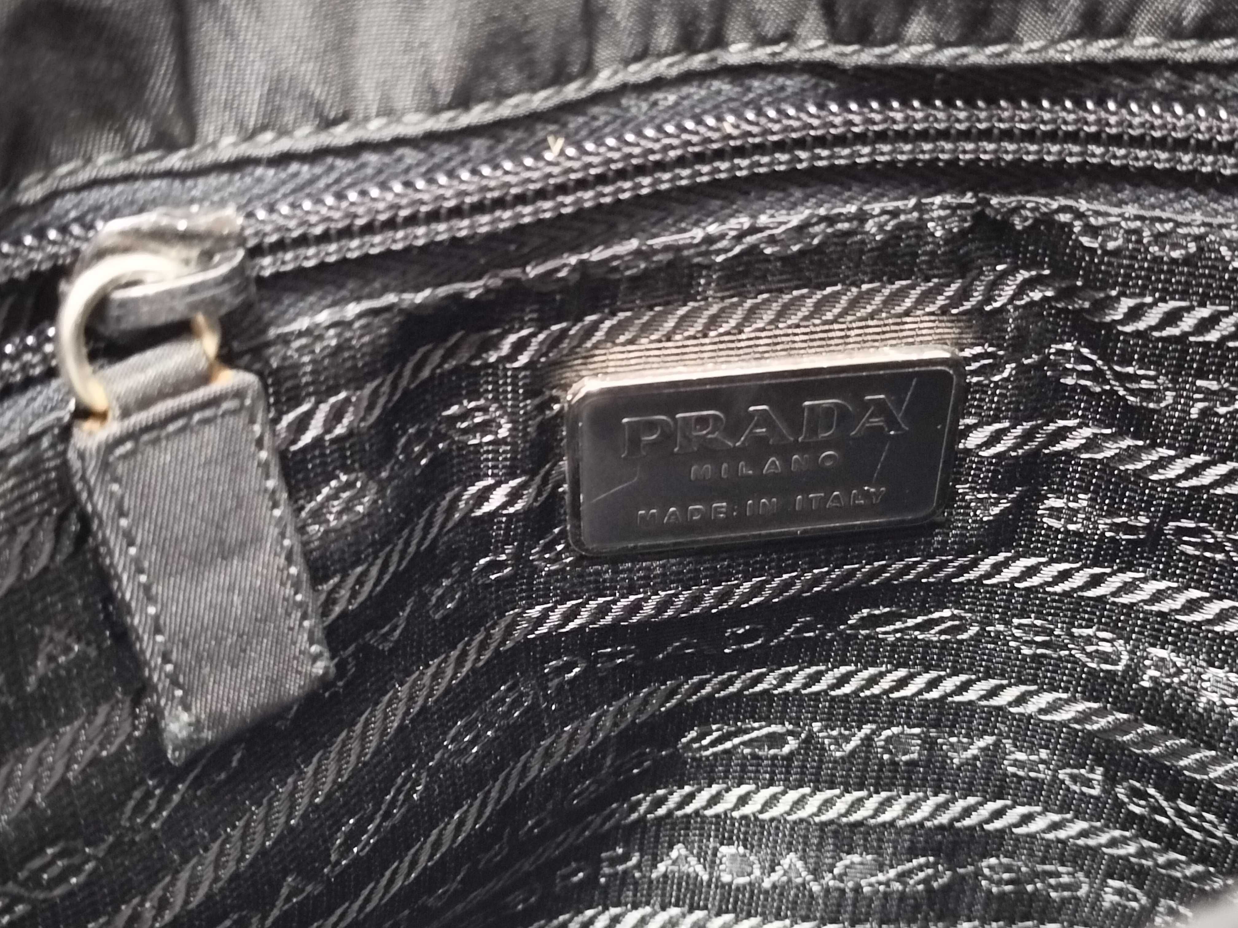 Nylon Tote Bag with Plastic Chain, Black — view 11
