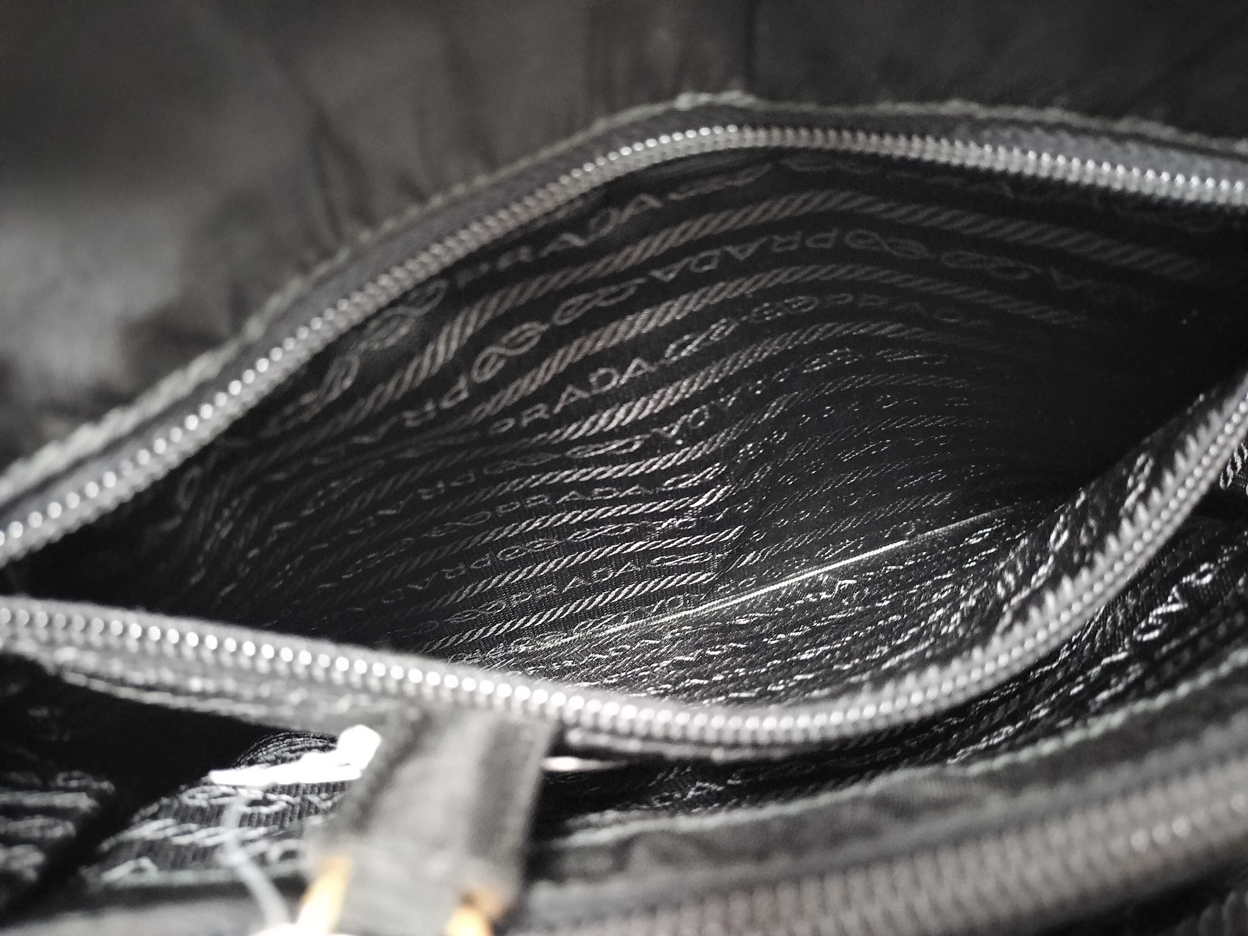 Nylon Tote Bag with Plastic Chain, Black — view 12