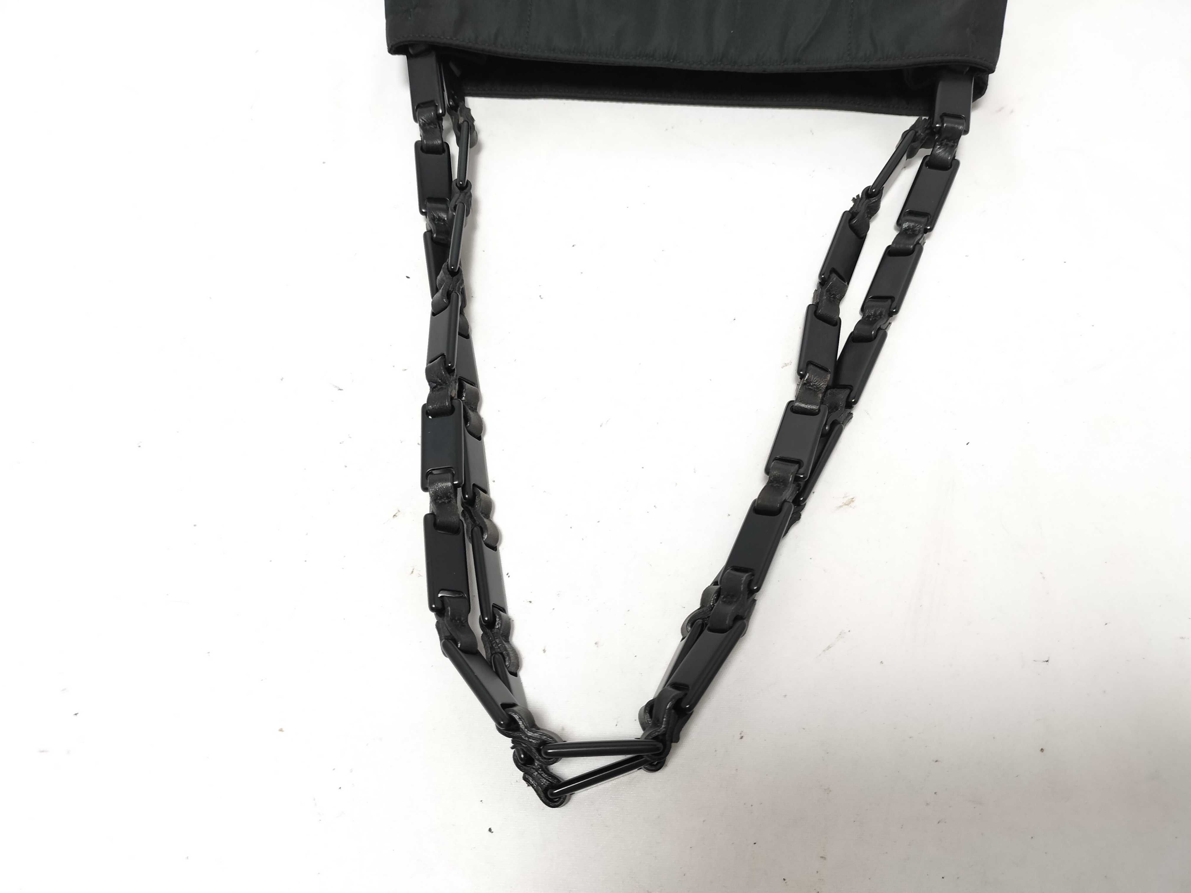 Nylon Tote Bag with Plastic Chain, Black — view 3