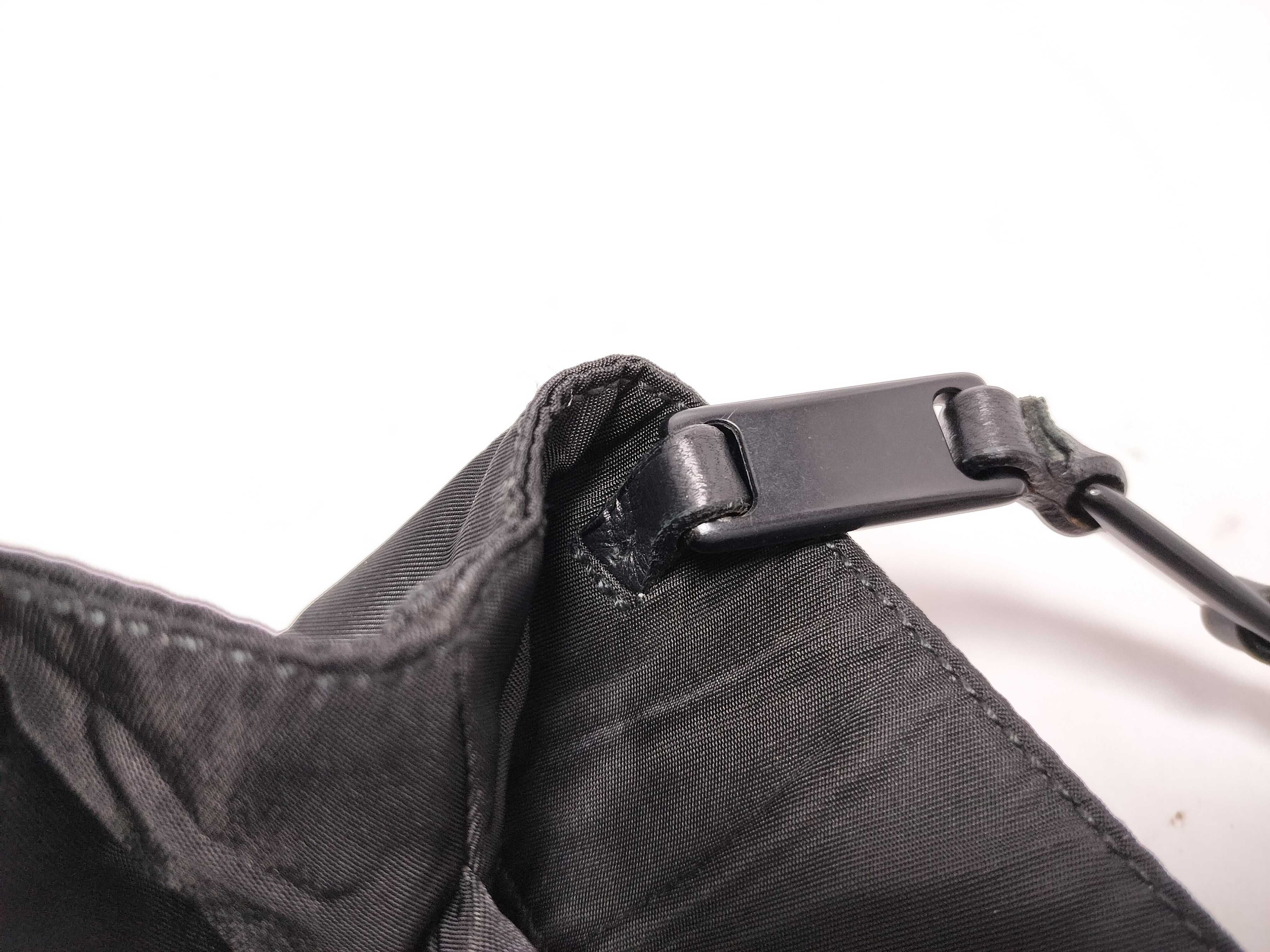 Nylon Tote Bag with Plastic Chain, Black — view 6
