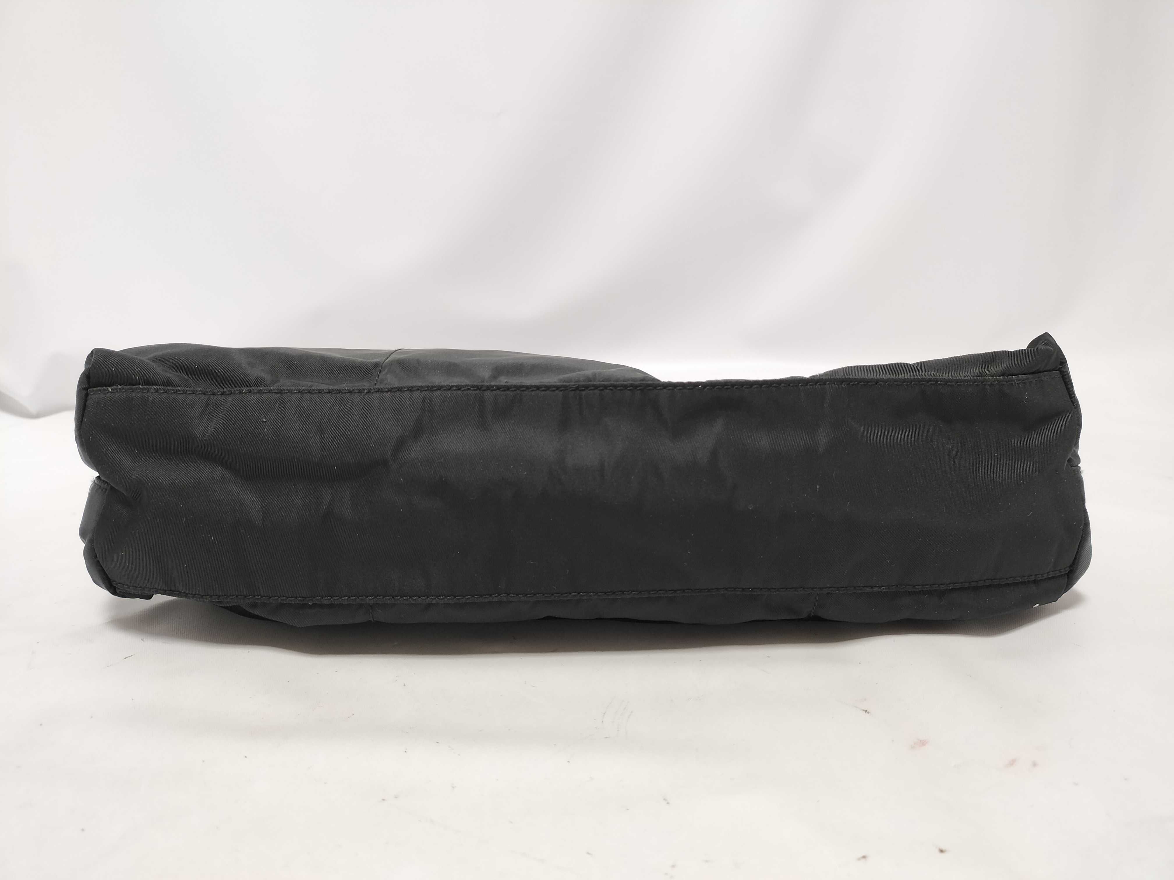 Nylon Tote Bag with Plastic Chain, Black — view 7