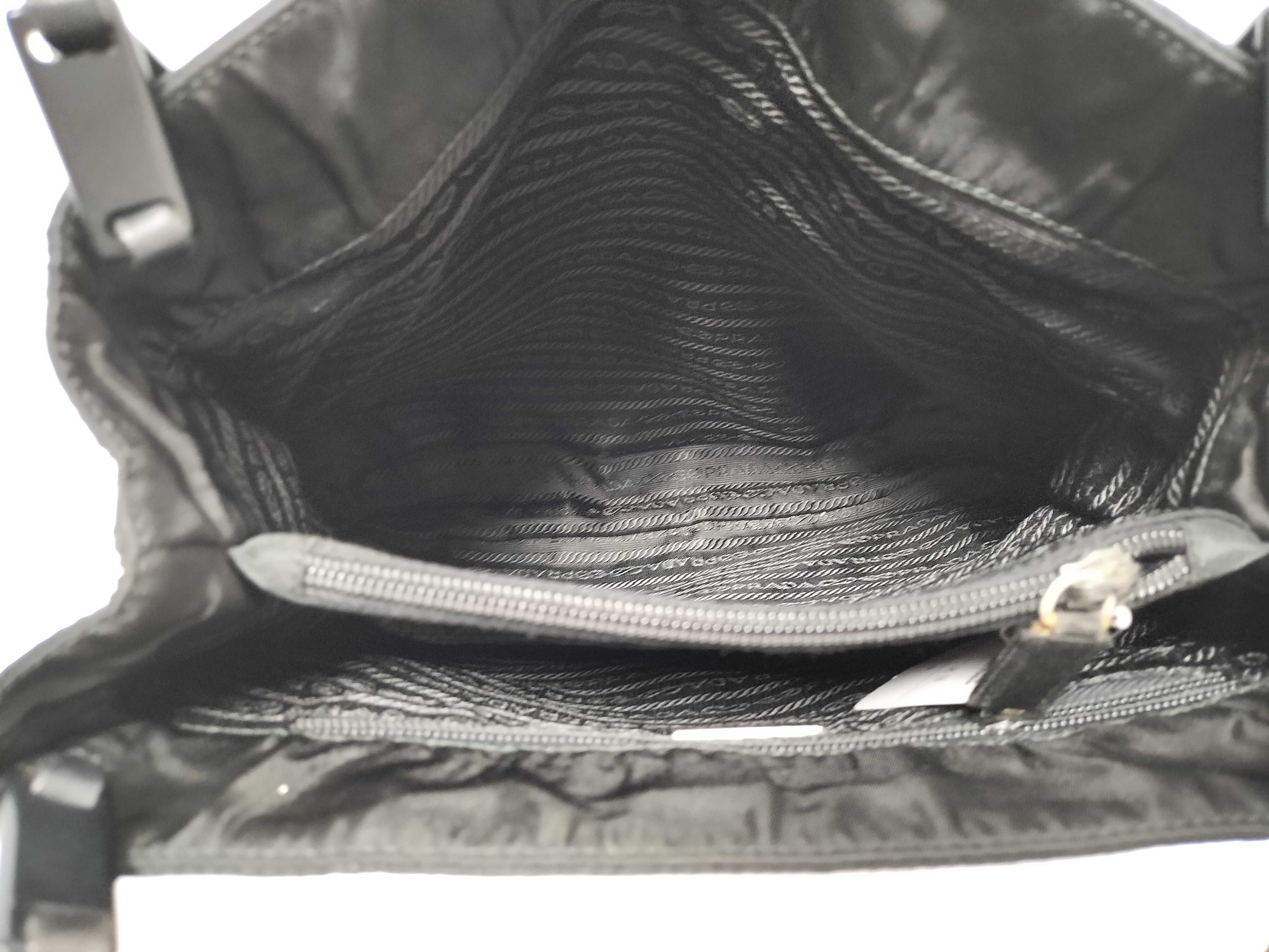 Nylon Tote Bag with Plastic Chain, Black — view 9