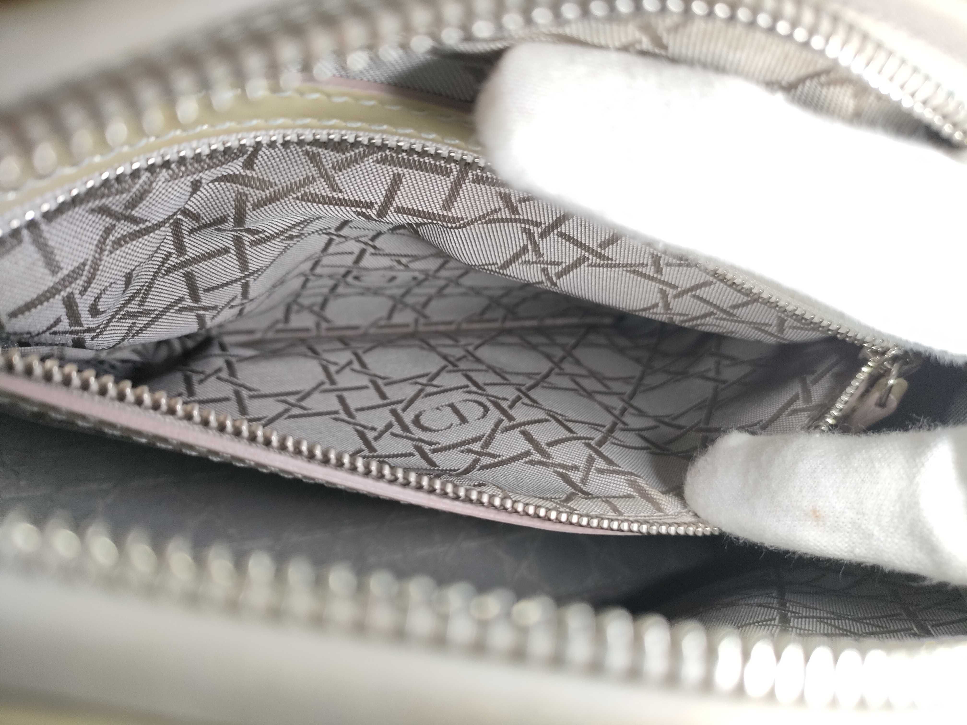 Lady Dior Christian Lady Patent Leather Beige Silver Handbag — view 11