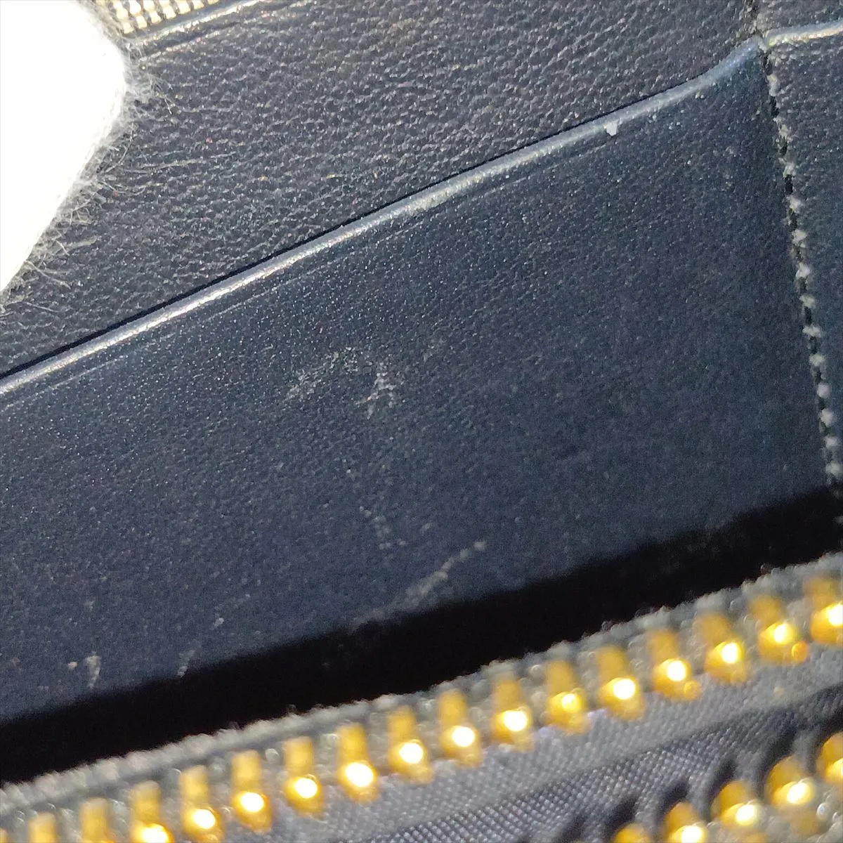 Oblique Canvas x Leather Chain Wallet, Navy — view 12