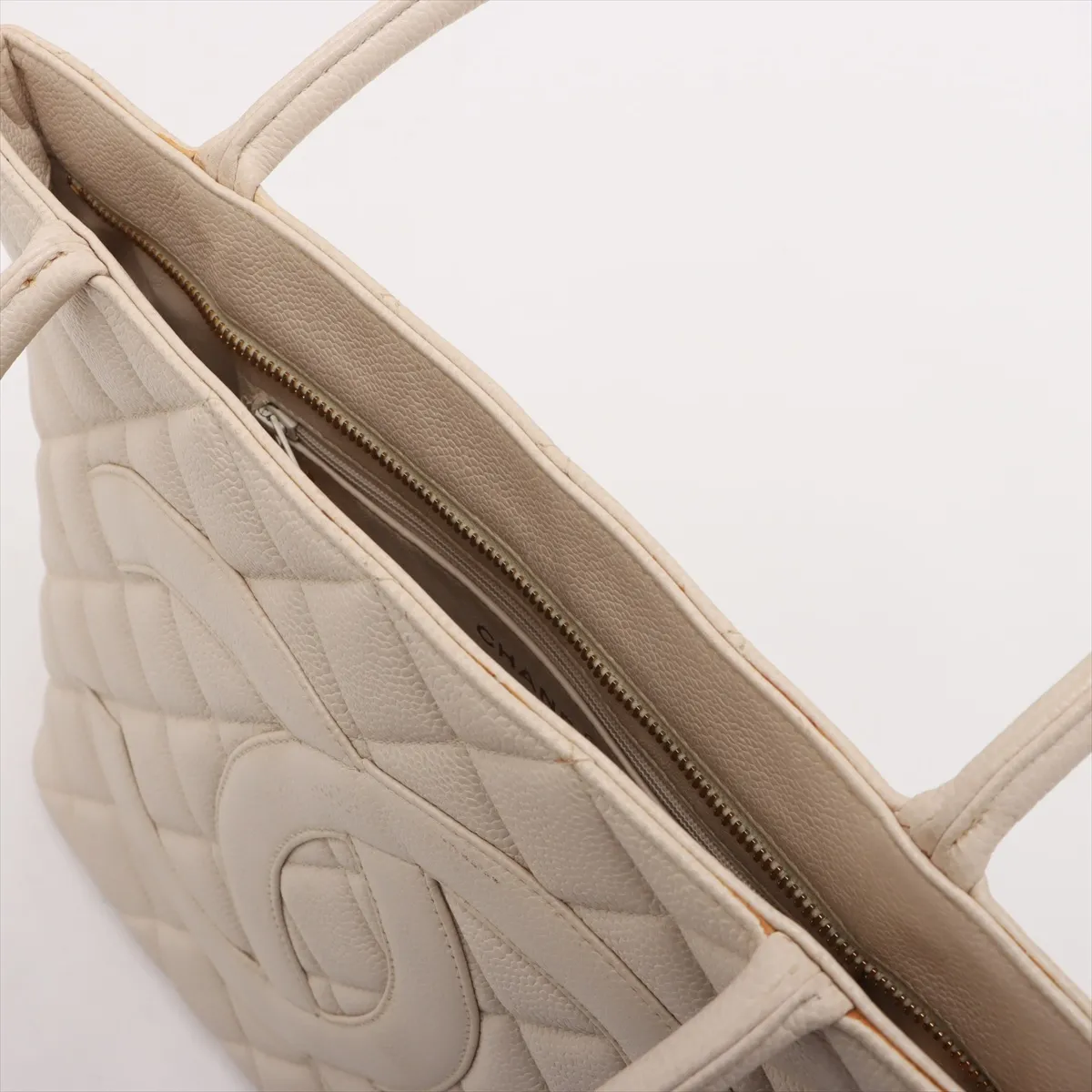 Reissue Caviar Skin Tote Bag, Beige with Gold Hardware, 4826250, Series 4 — view 13