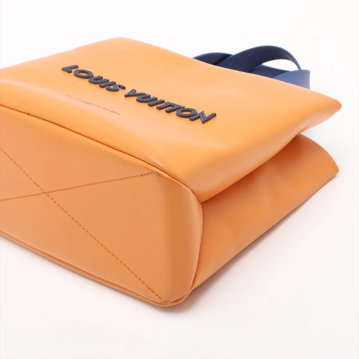 Logo x Leather Shopper Tote MINI M15237 Orange x Blue (RFID detected) — view 3