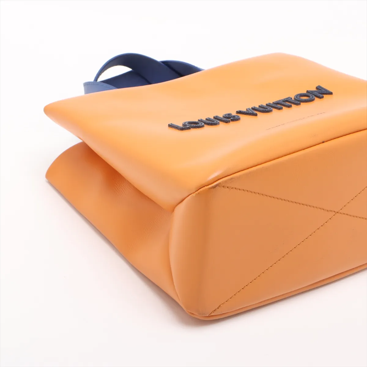 Logo x Leather Shopper Tote MINI M15237 Orange x Blue (RFID detected) — view 4