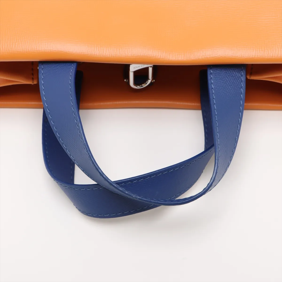 Logo x Leather Shopper Tote MINI M15237 Orange x Blue (RFID detected) — view 5