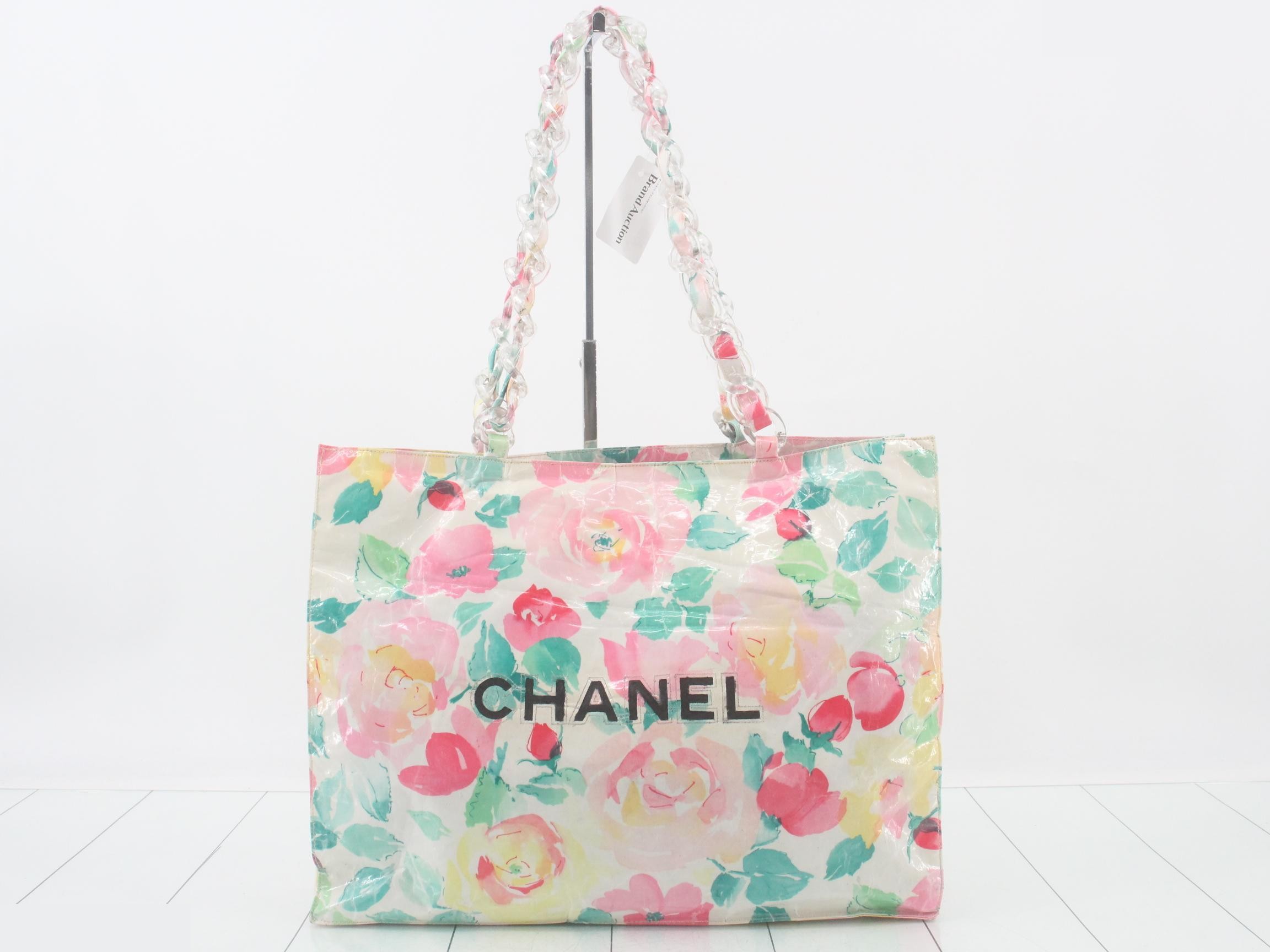 Large Coco Mark Vinyl Plastic Chain Tote Bag