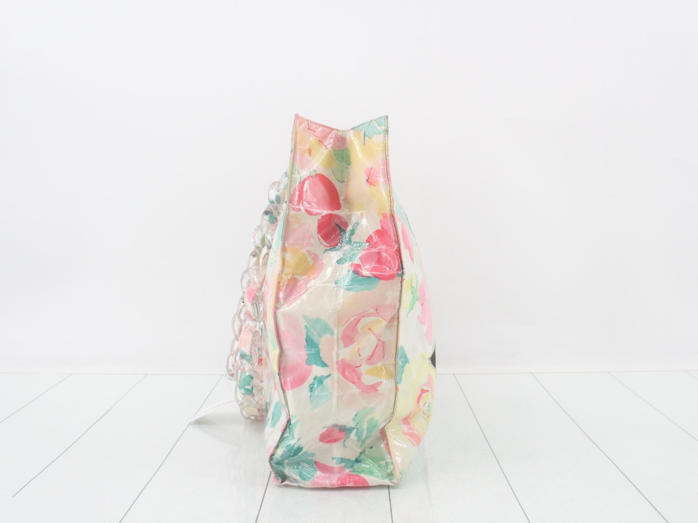 Large Coco Mark Vinyl Plastic Chain Tote Bag — view 3