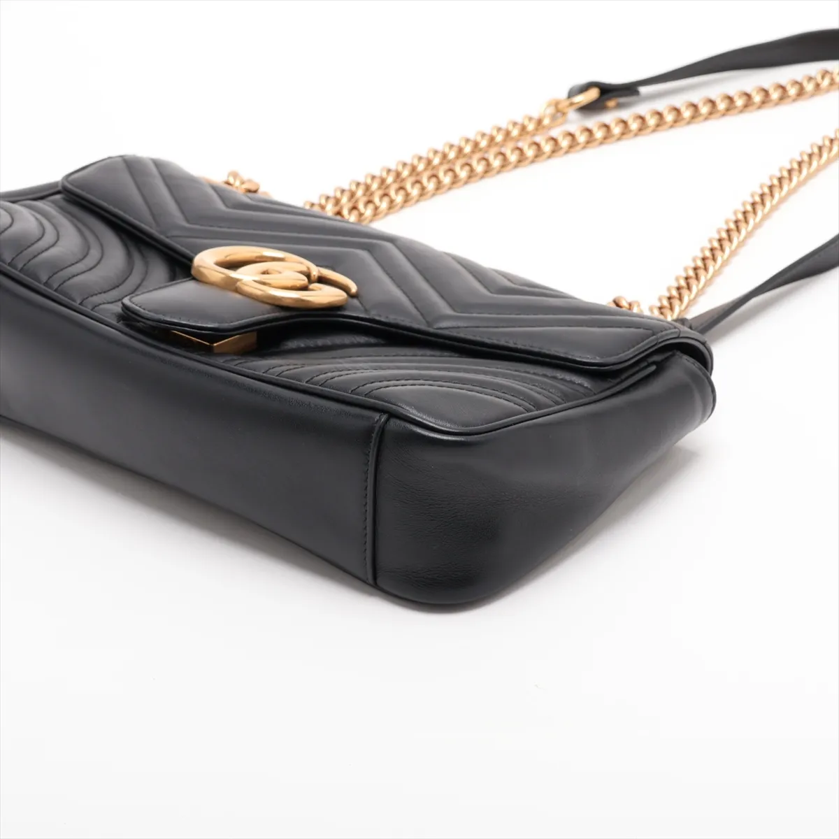 GG Marmont Leather Chain Shoulder Bag, Black, 443497 — view 3