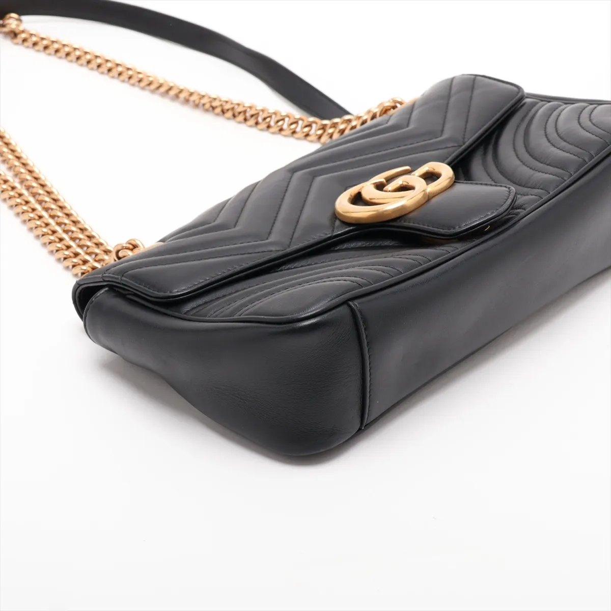 GG Marmont Leather Chain Shoulder Bag, Black, 443497 — view 4