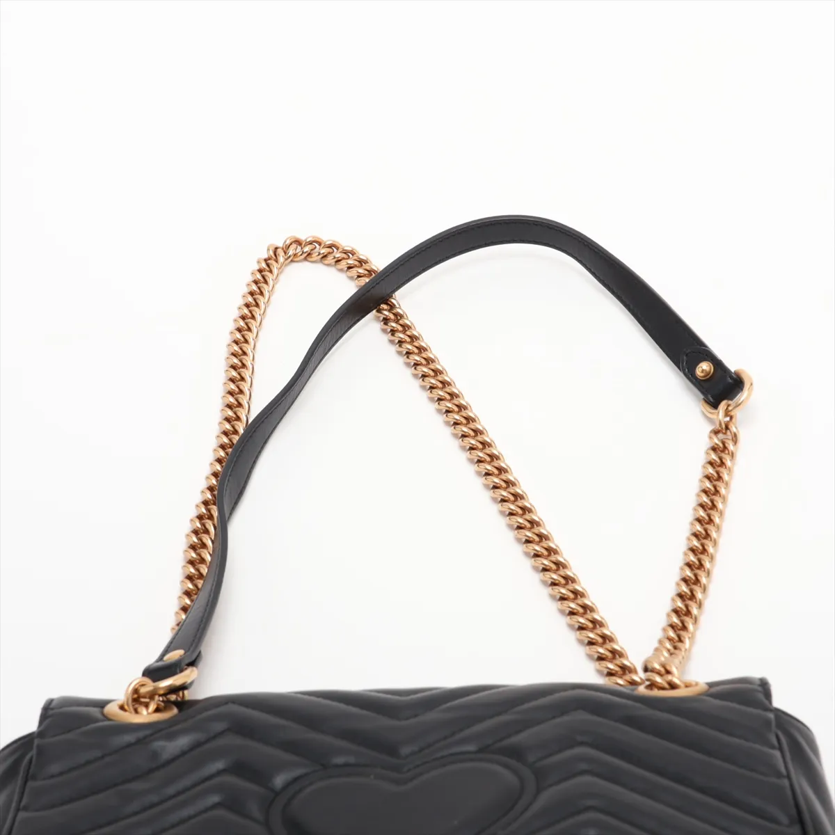 GG Marmont Leather Chain Shoulder Bag, Black, 443497 — view 6