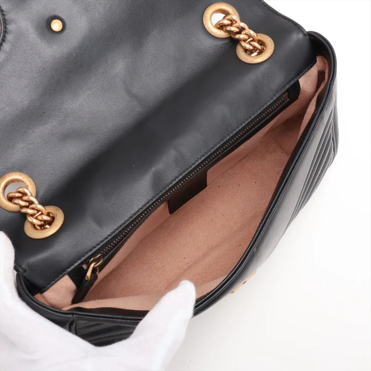 GG Marmont Leather Chain Shoulder Bag, Black, 443497 — view 7