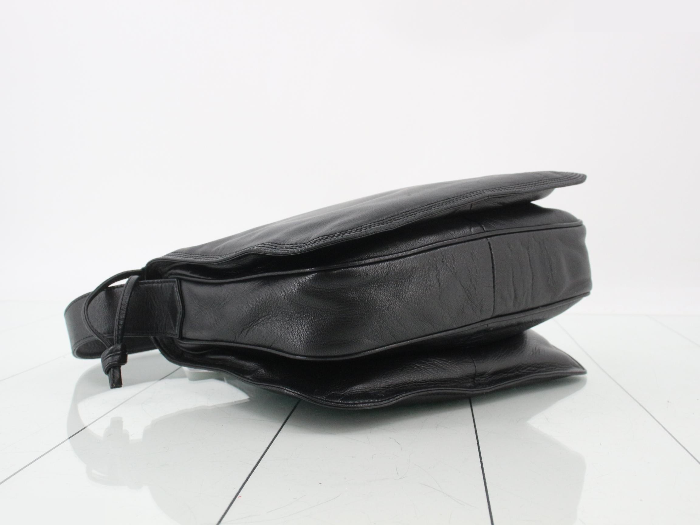 Anagram Leather Shoulder Bag, Black — view 5