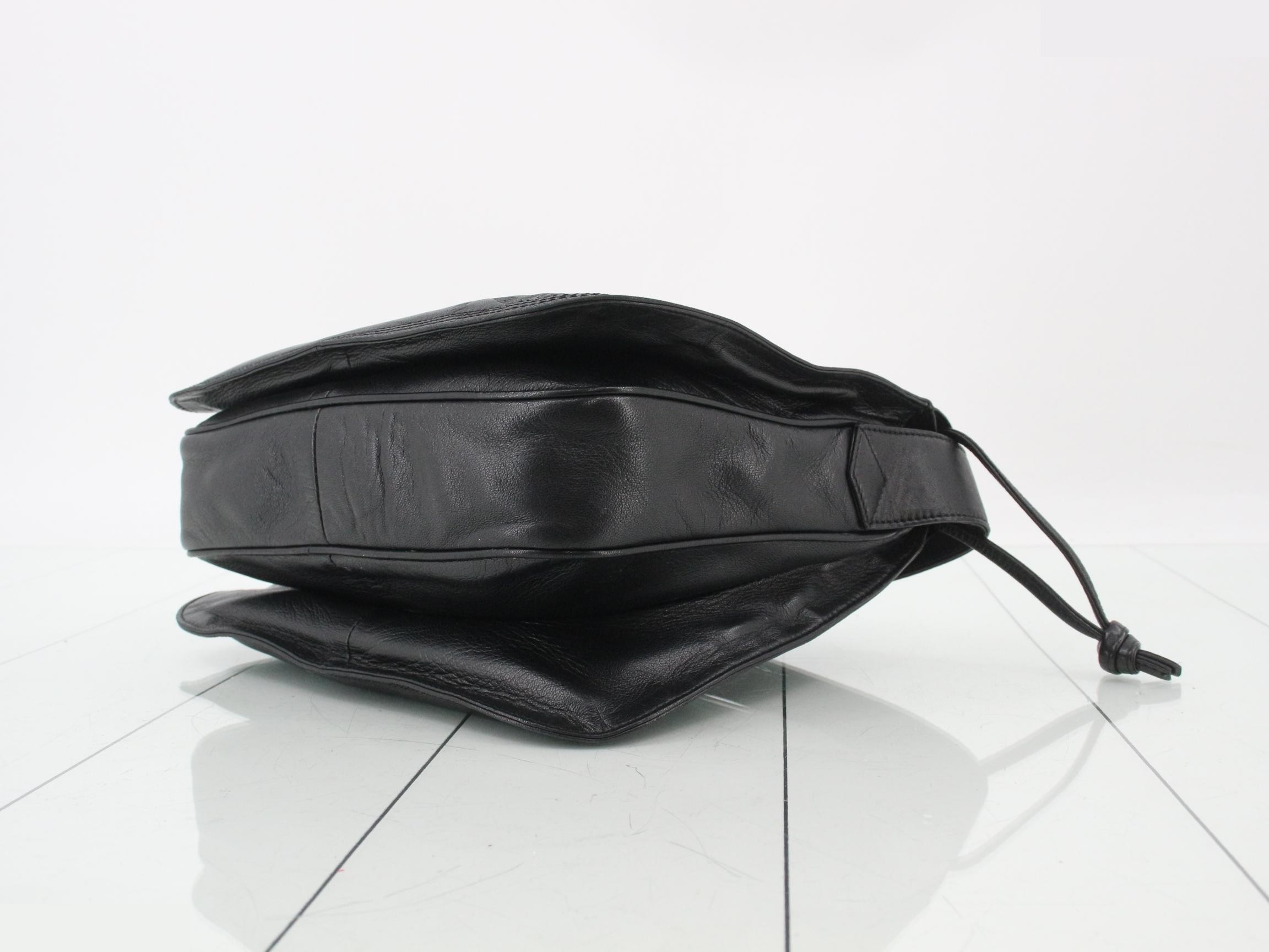 Anagram Leather Shoulder Bag, Black — view 6