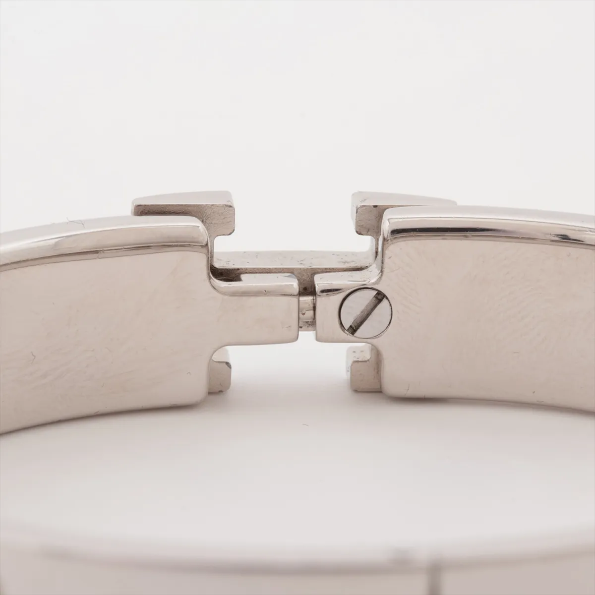 Click H Fan Bangle, Metal, Silver x Ivory. Shows signs of wear, — view 4