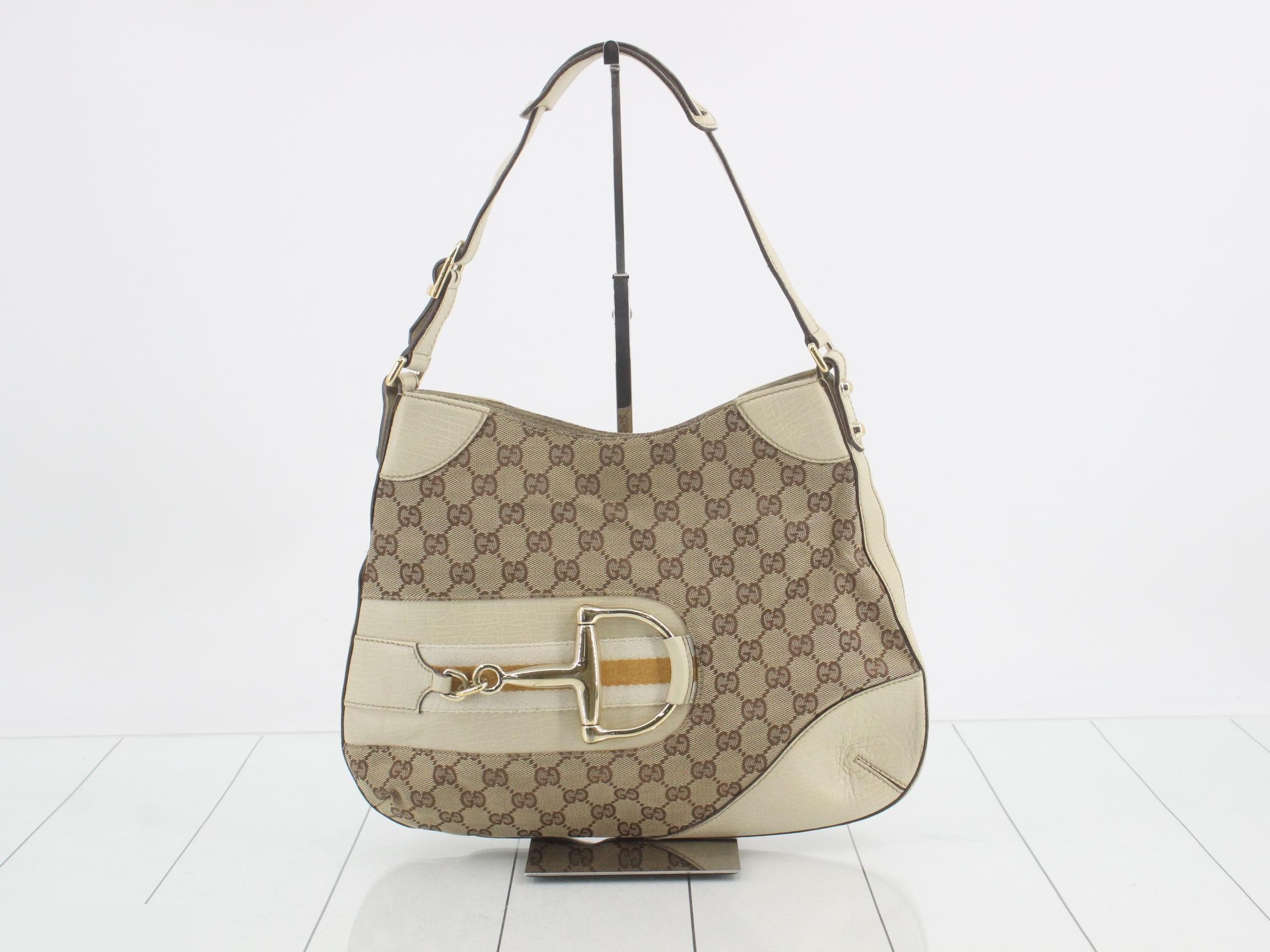 Hustler Horsebit GG Canvas Leather One-Shoulder Bag
