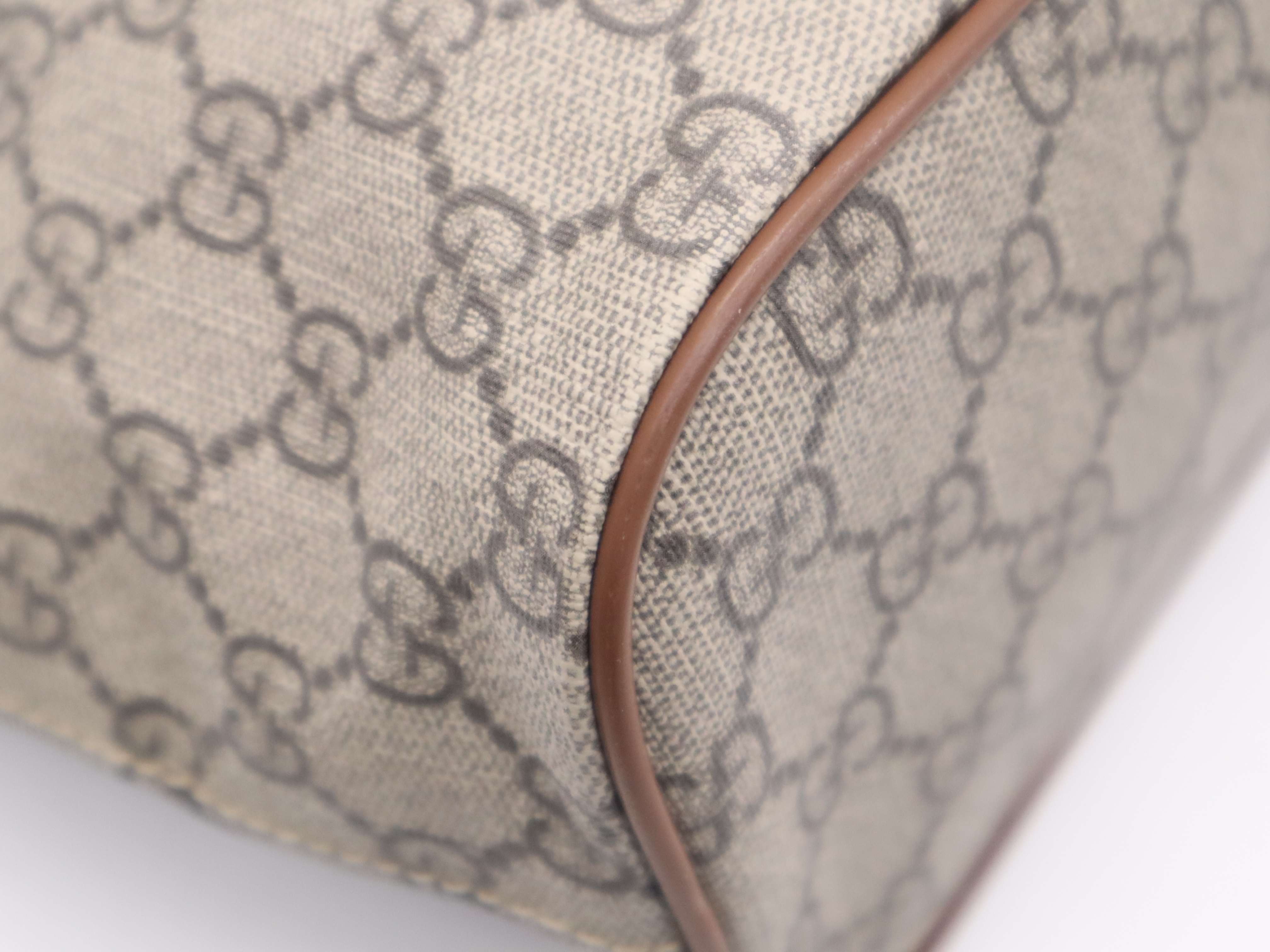 473887 GG Supreme x Leather Handbag, Khaki Brown, Gold Hardware — view 9