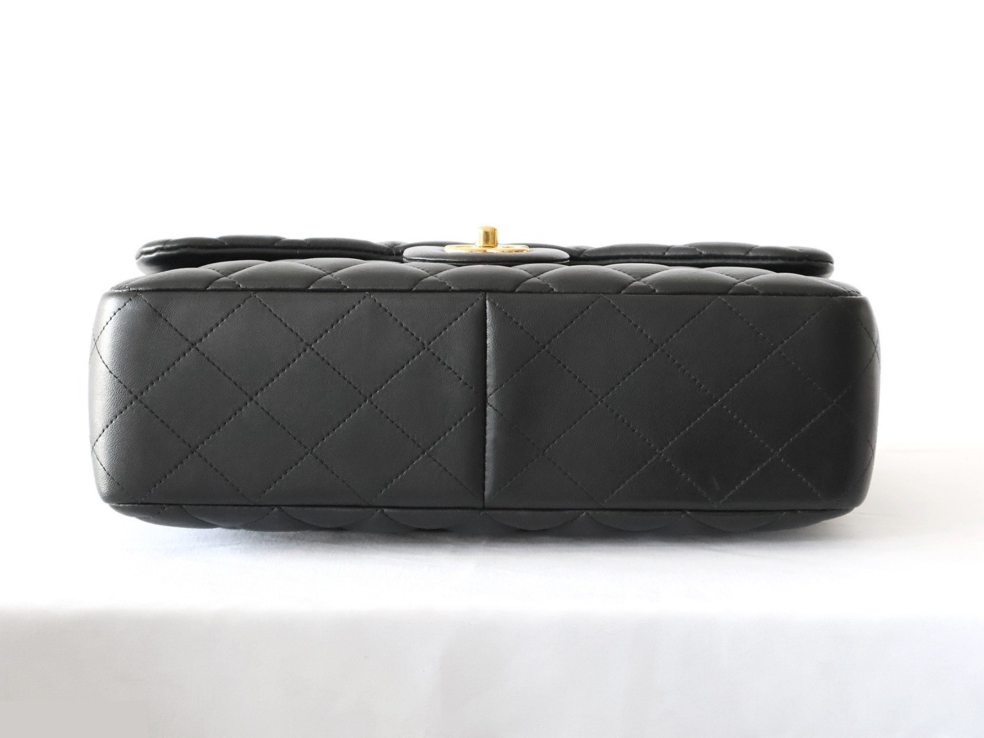 Large Matelassé Lambskin Double Chain Shoulder Bag, Black — view 5