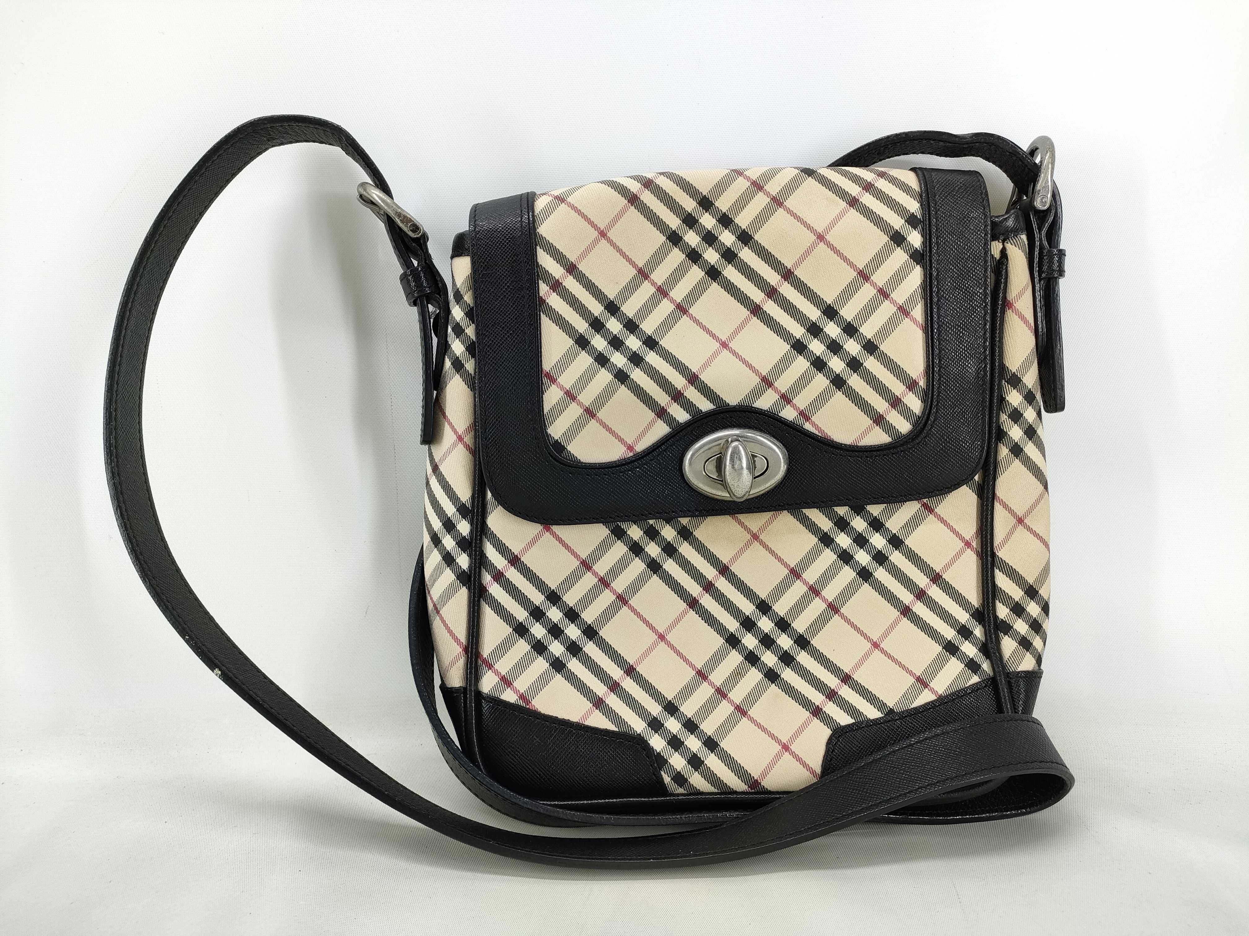 Shoulder Bag, Nova Check Pattern, Turnlock Closure, Canvas & Leather