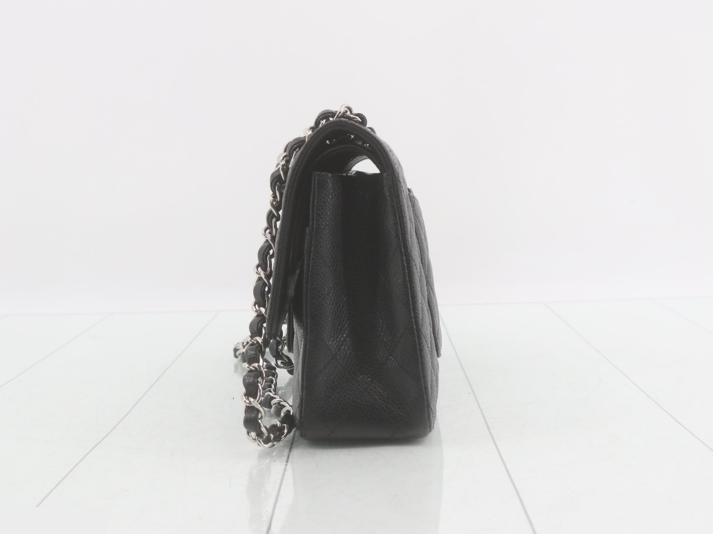Matelassé 25 Caviar Skin Double Flap Double Chain Shoulder Bag — view 3