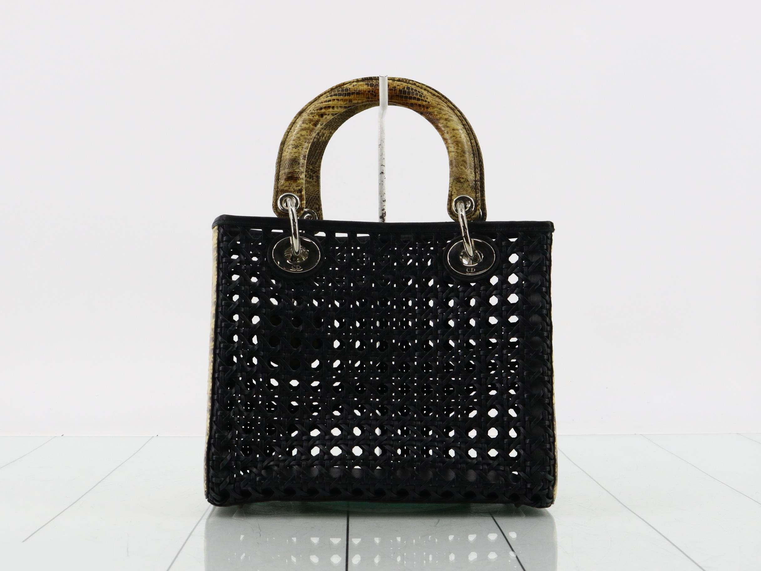 Lady Dior Python Woven Leather Handbag — view 2
