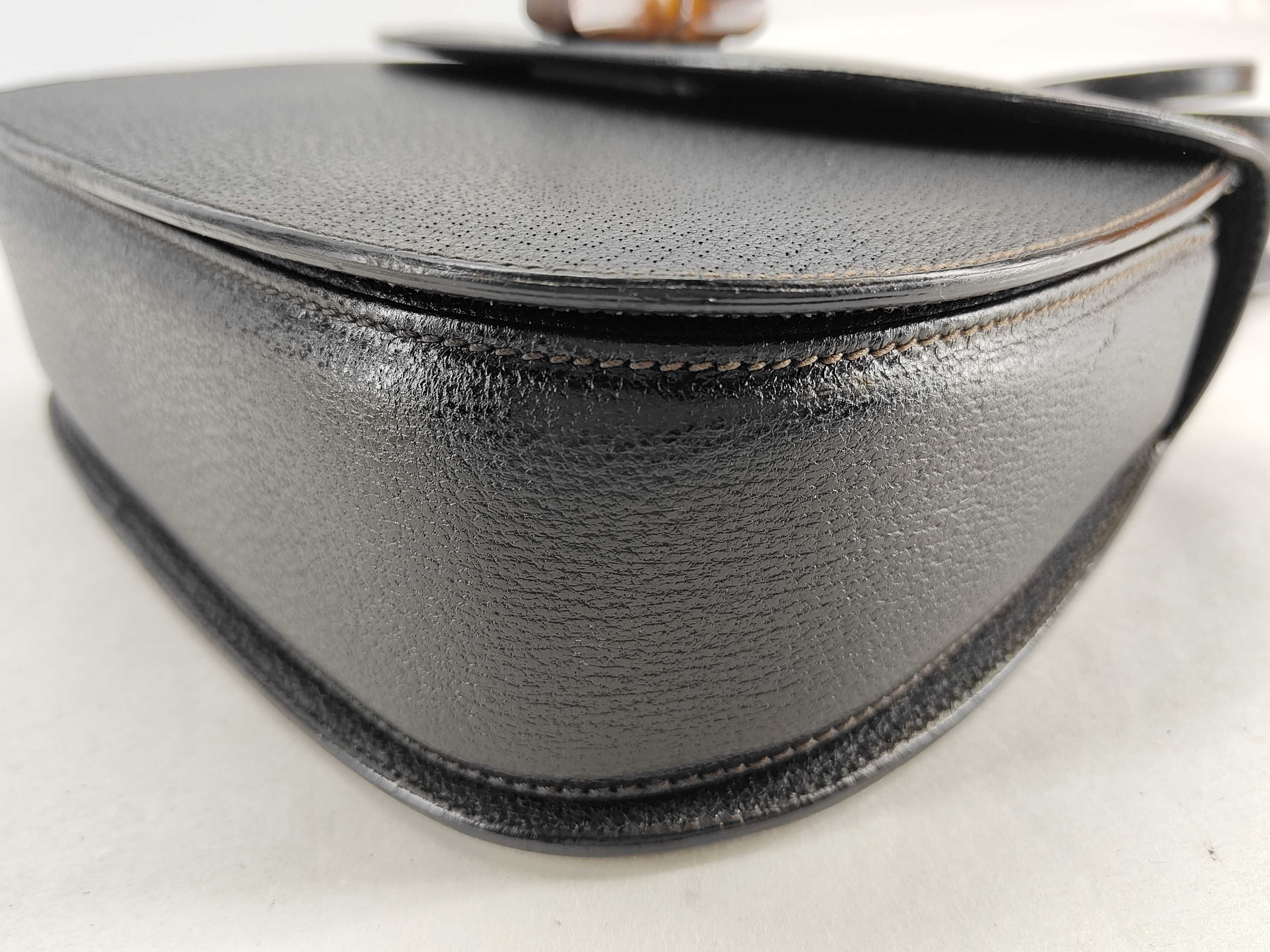 Bamboo Leather Turnlock Handbag 2-Way Black Handbag — view 8