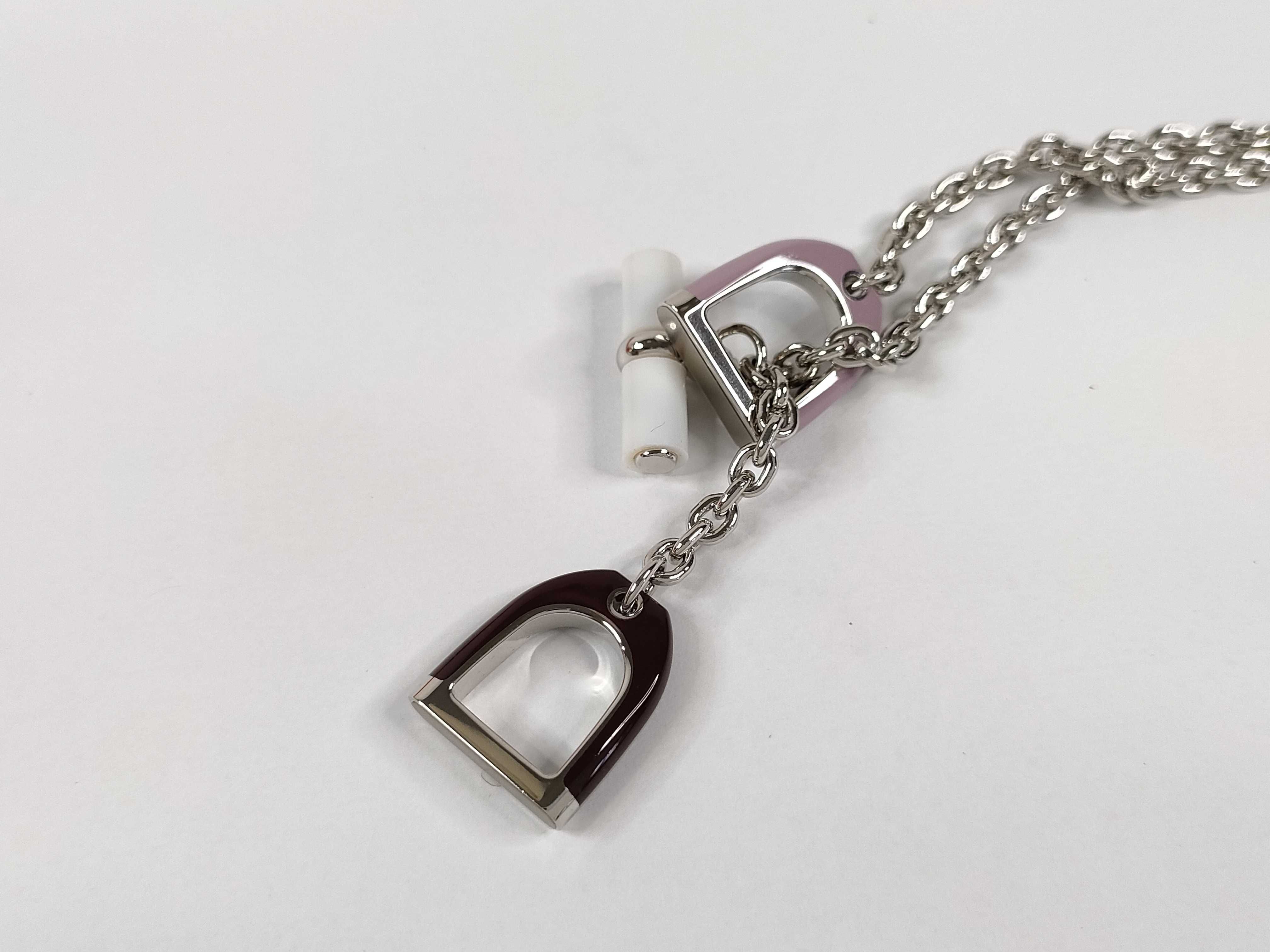 Etrier Necklace, Glycine x Bordeaux, Silver Hardware, Unused. — view 3