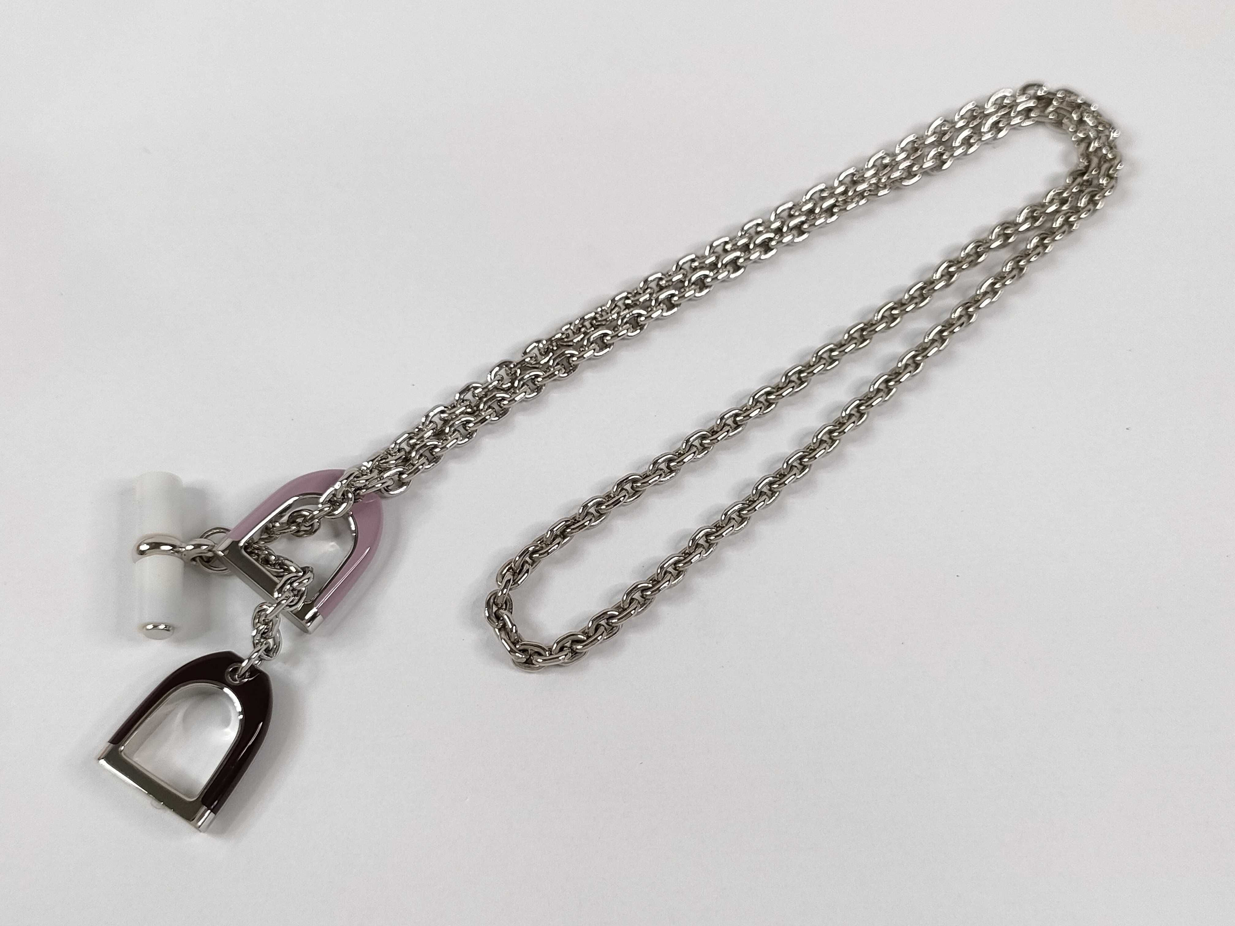 Etrier Necklace, Glycine x Bordeaux, Silver Hardware, Unused. — view 8