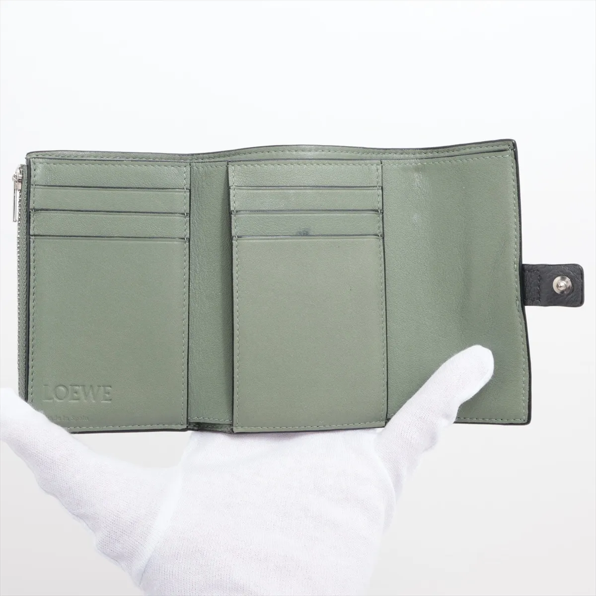 Anagram Small Vertical Wallet Leather Compact Wallet Dark Gray — view 3
