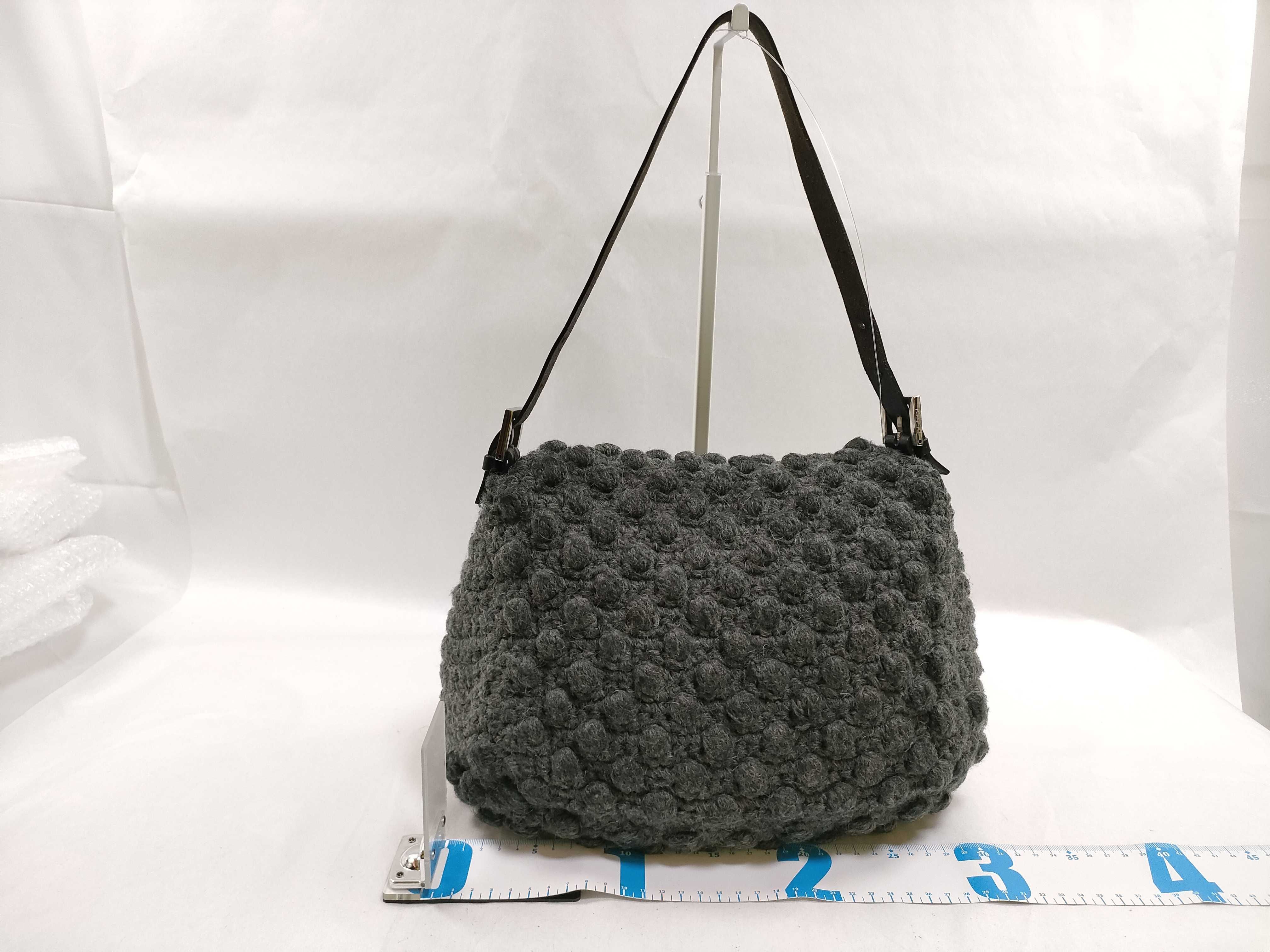 Mamma Fendi Mamma Bucket Shoulder Bag, Wool, Gray Shoulder Bag — view 2