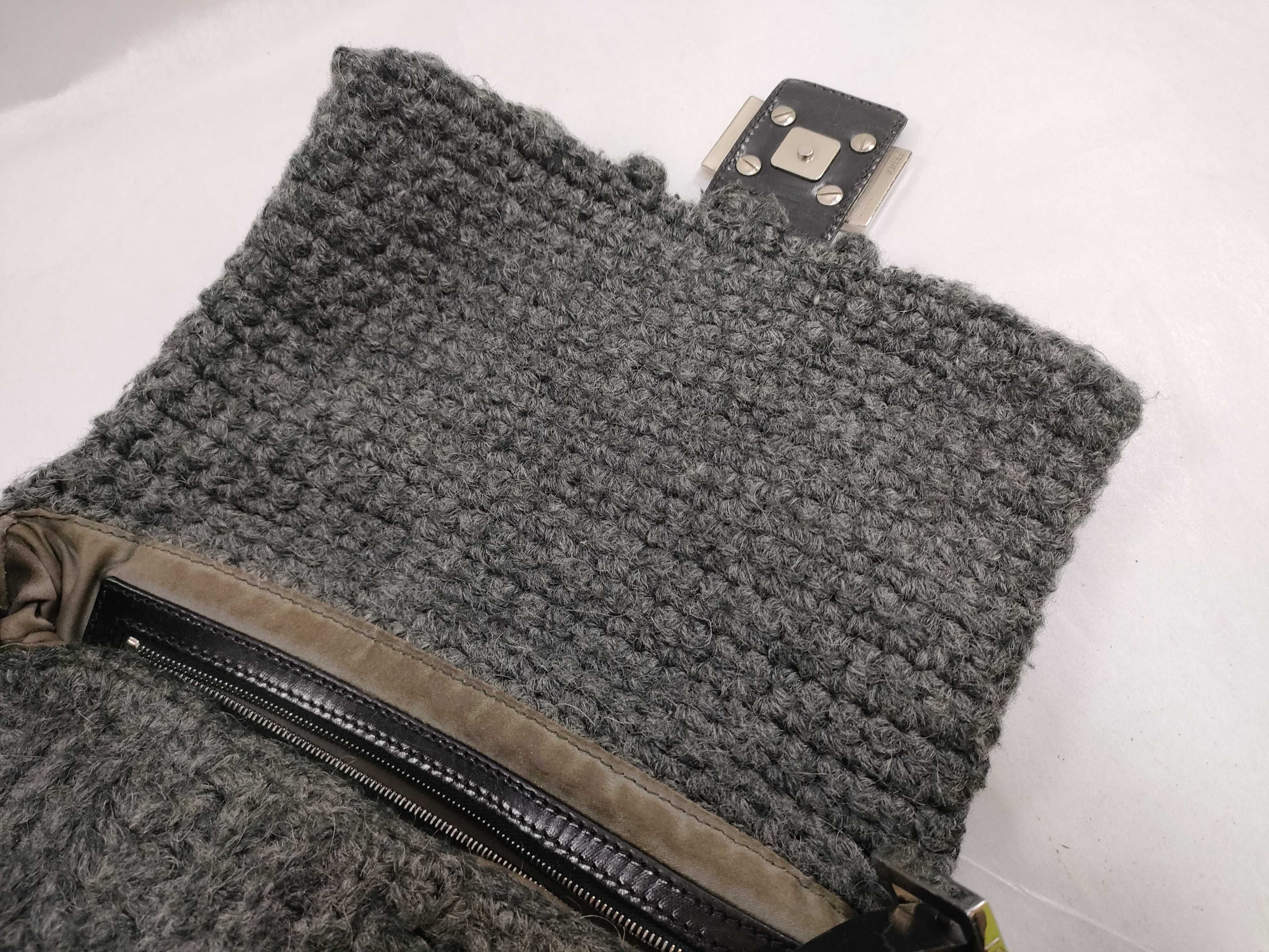 Mamma Fendi Mamma Bucket Shoulder Bag, Wool, Gray Shoulder Bag — view 12