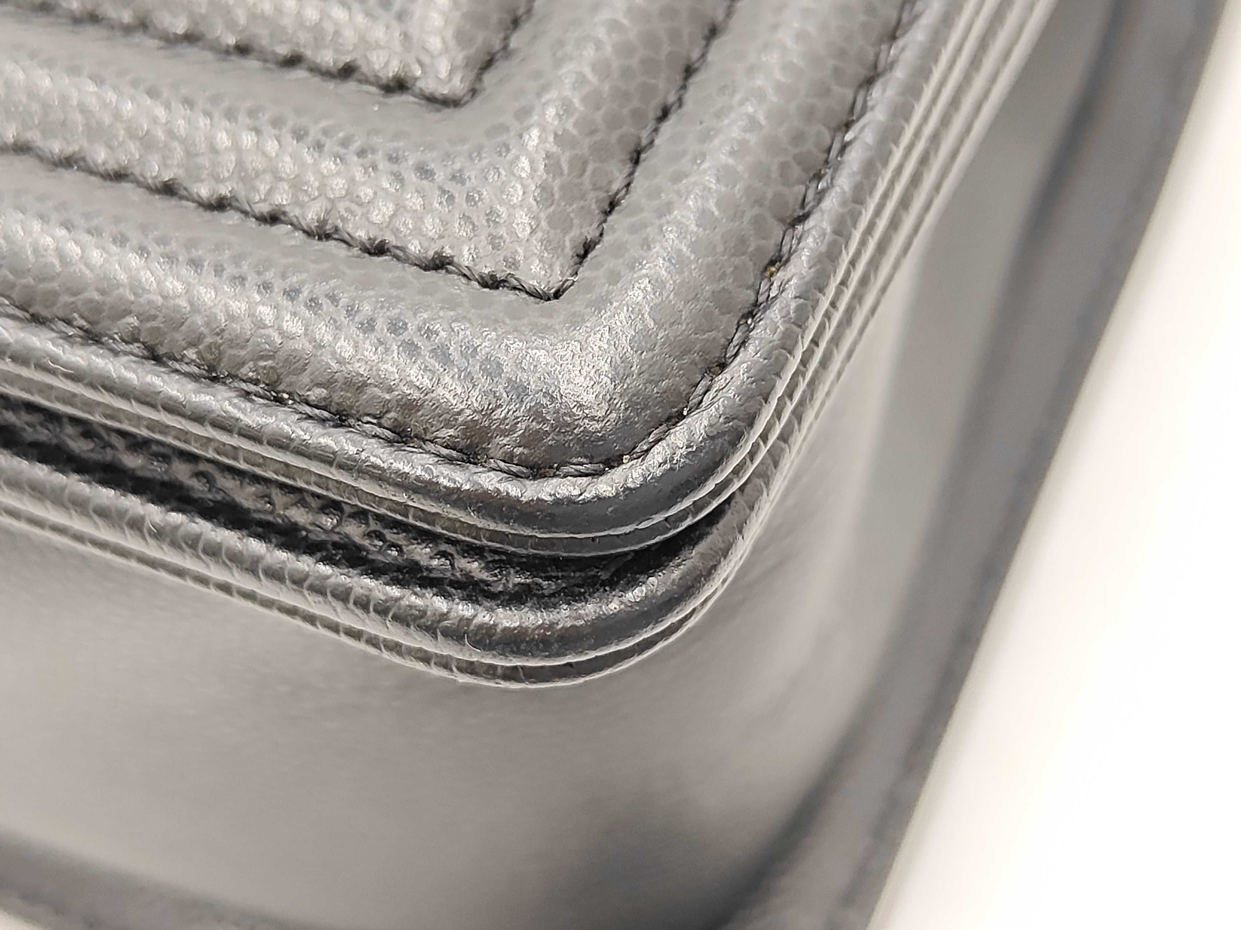 Caviar Skin Matelassé Boy Chanel Black Shoulder Bag — view 7