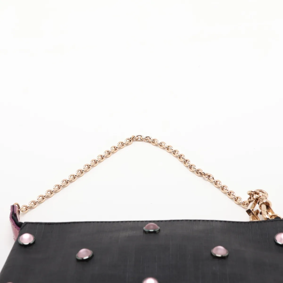 Zucca PVC x Patent Leather Chain Shoulder Bag, Black x Pink, 8BR592 — view 6