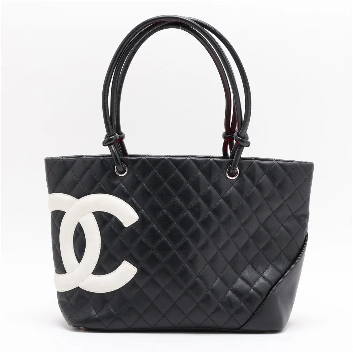 Cambon Line Lambskin Tote Bag, Black with Silver Hardware, 9238631, Series 9