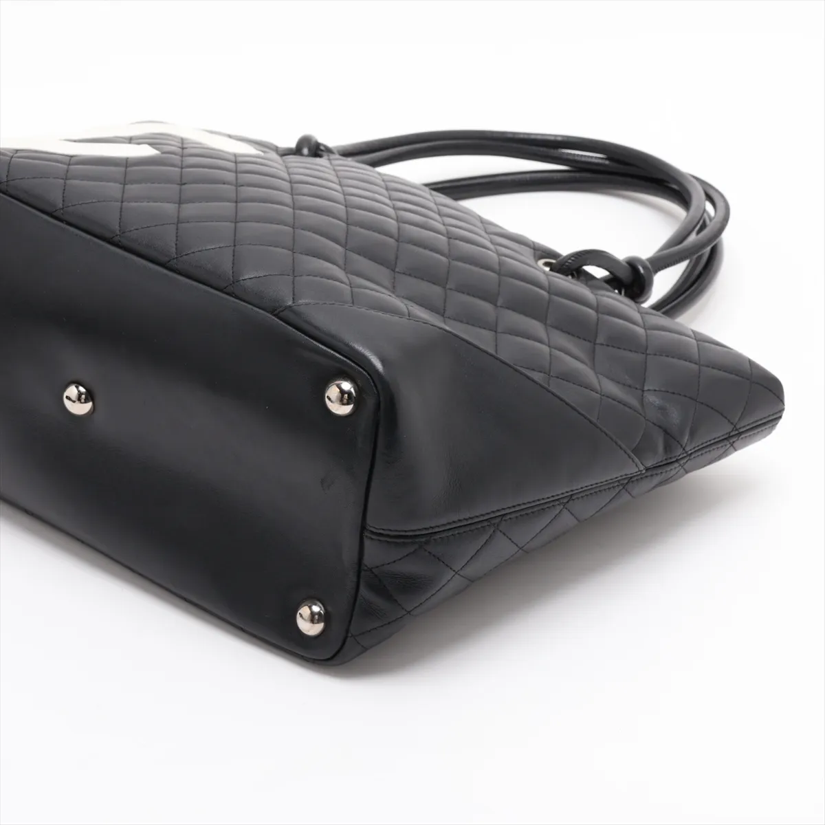 Cambon Line Lambskin Tote Bag, Black with Silver Hardware, 9238631, Series 9 — view 3