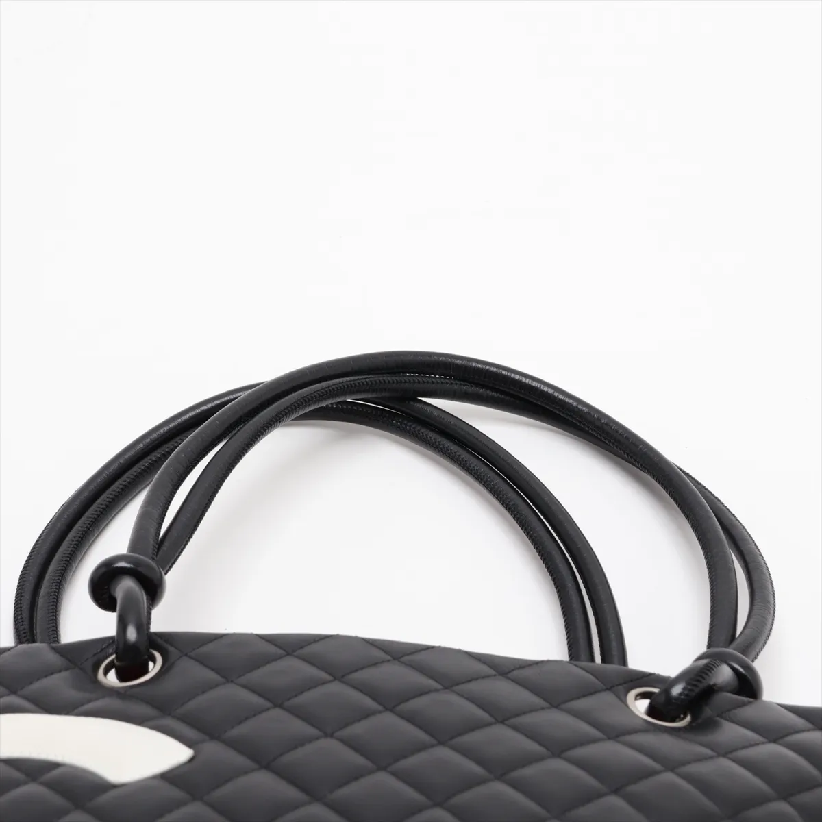 Cambon Line Lambskin Tote Bag, Black with Silver Hardware, 9238631, Series 9 — view 6