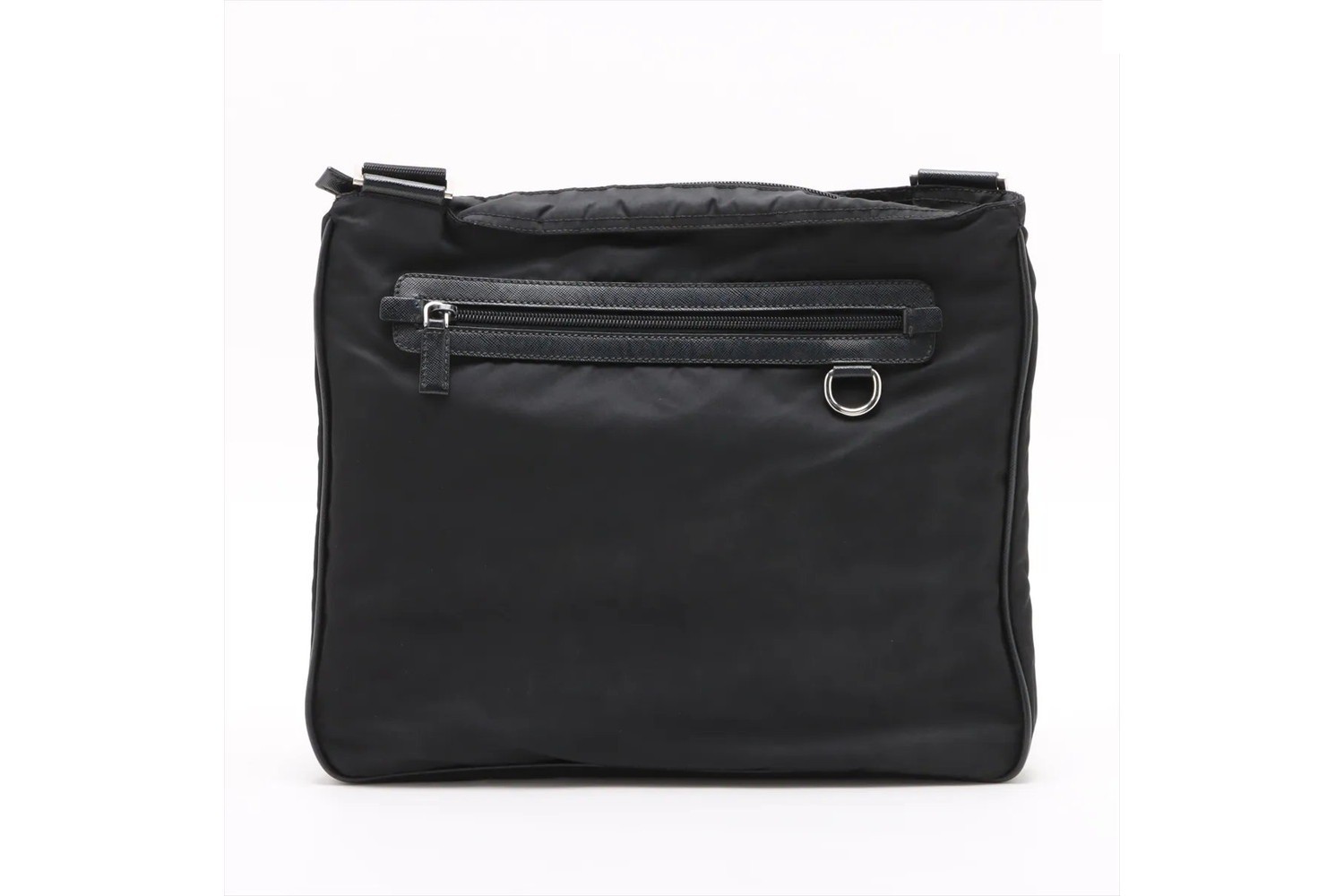 Tessuto Nylon Triangle Logo Leather Shoulder Bag — view 2