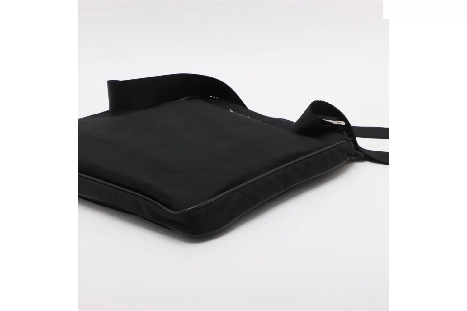 Tessuto Nylon Triangle Logo Leather Shoulder Bag — view 3