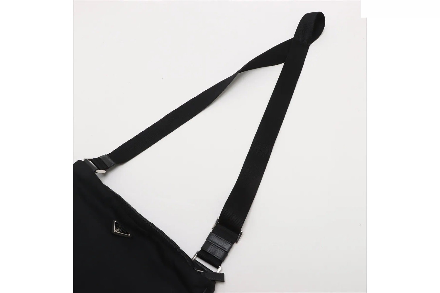 Tessuto Nylon Triangle Logo Leather Shoulder Bag — view 5