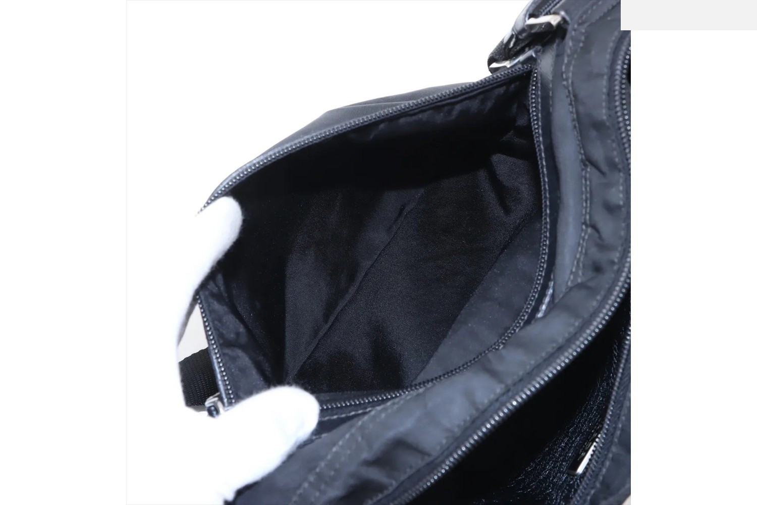 Tessuto Nylon Triangle Logo Leather Shoulder Bag — view 8