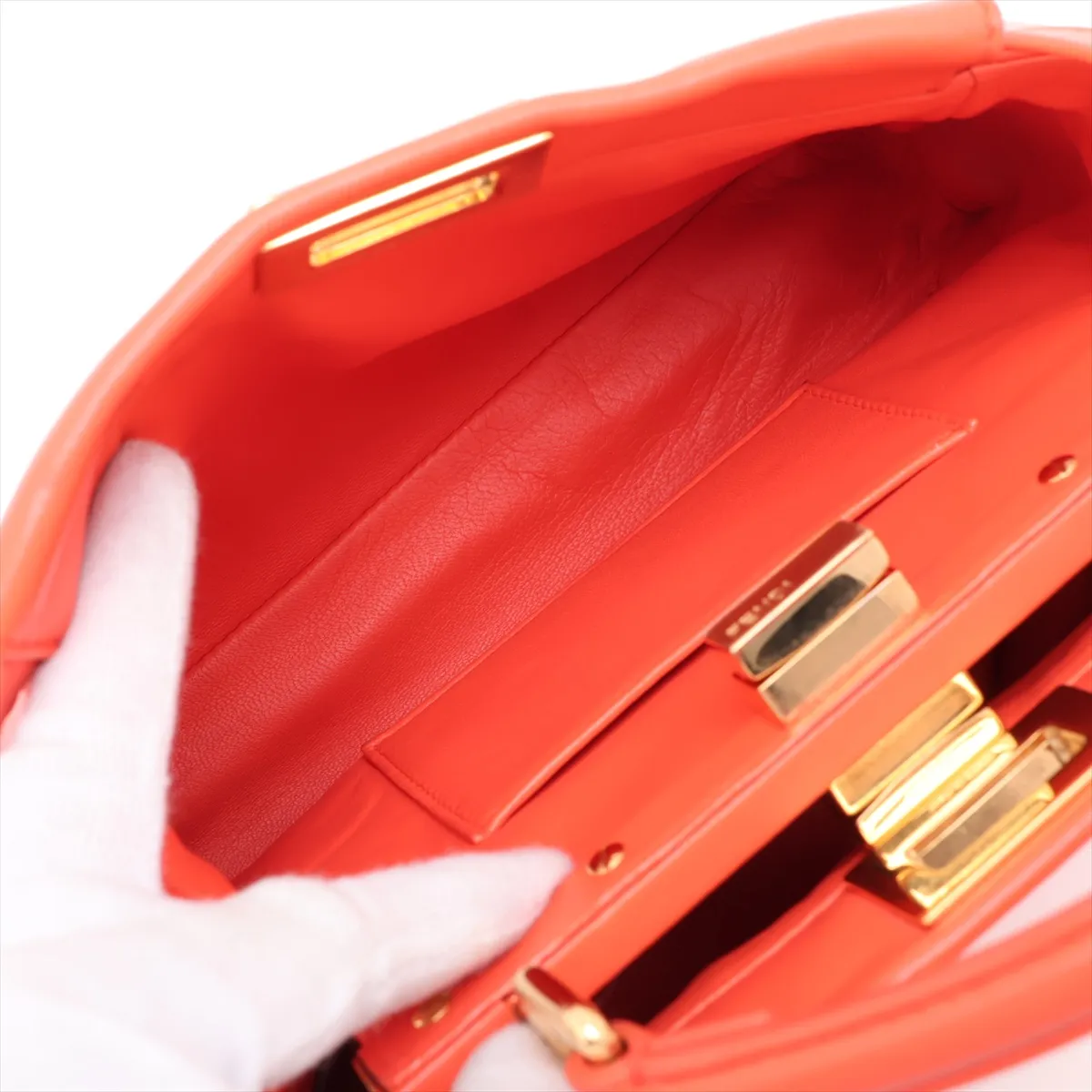Mini Peekaboo Leather 2-Way Handbag, Orange, 8BN244 — view 9